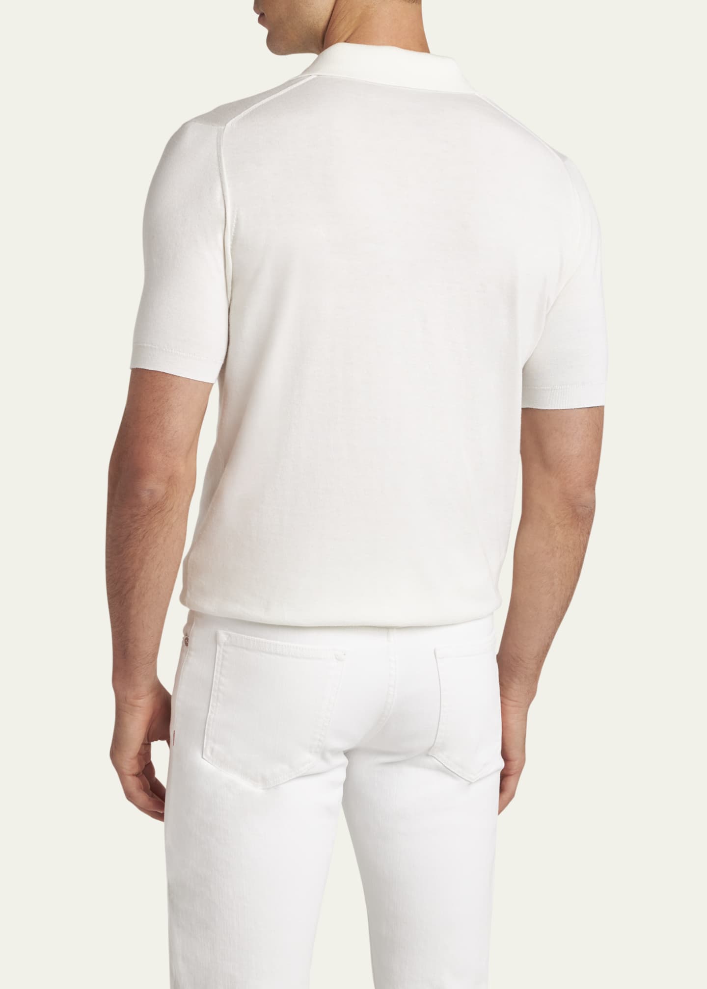 Kiton Men's Sea Island Cotton Knit Polo Shirt Image 2 of 4