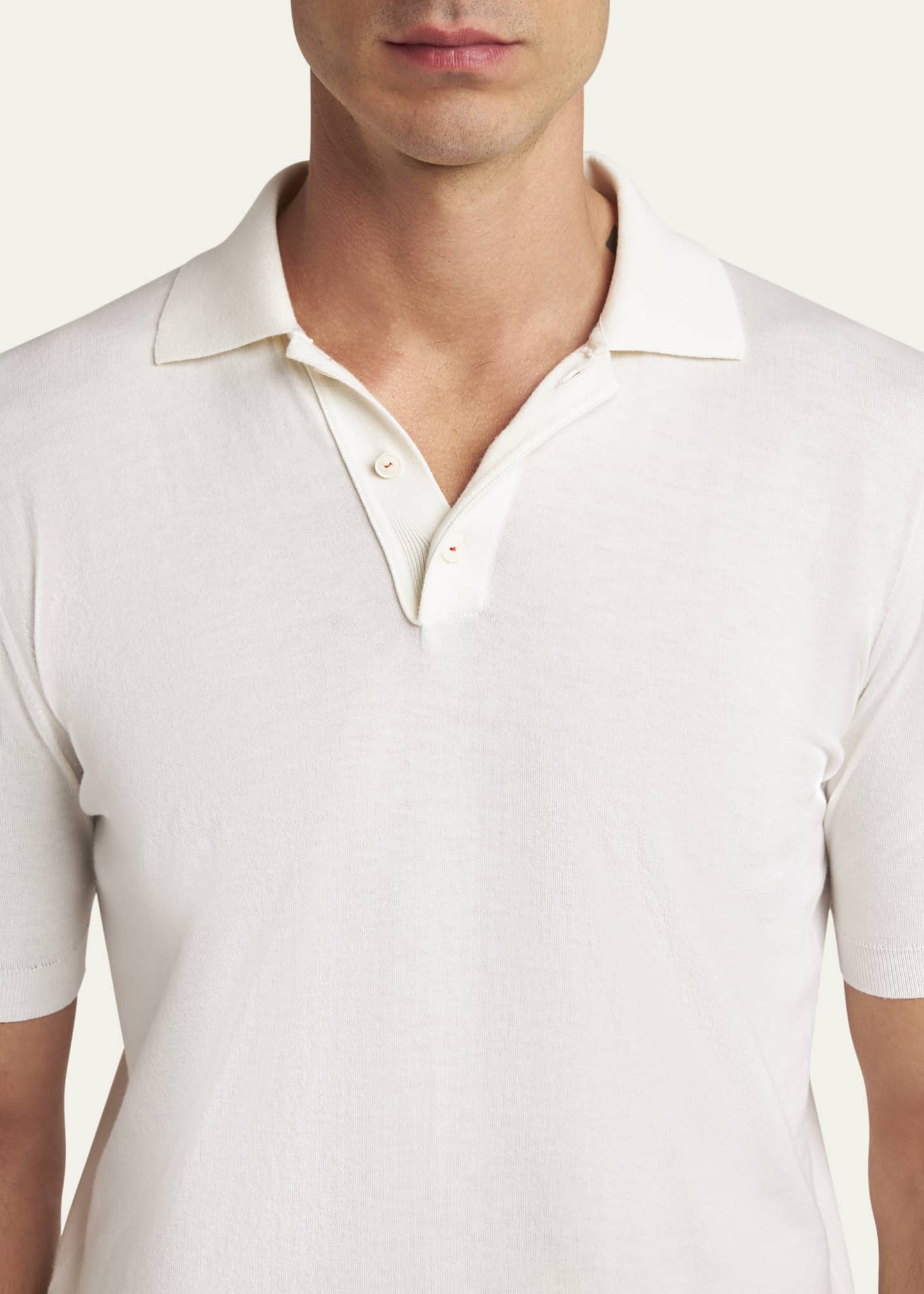 Kiton Men's Sea Island Cotton Knit Polo Shirt Image 4 of 4
