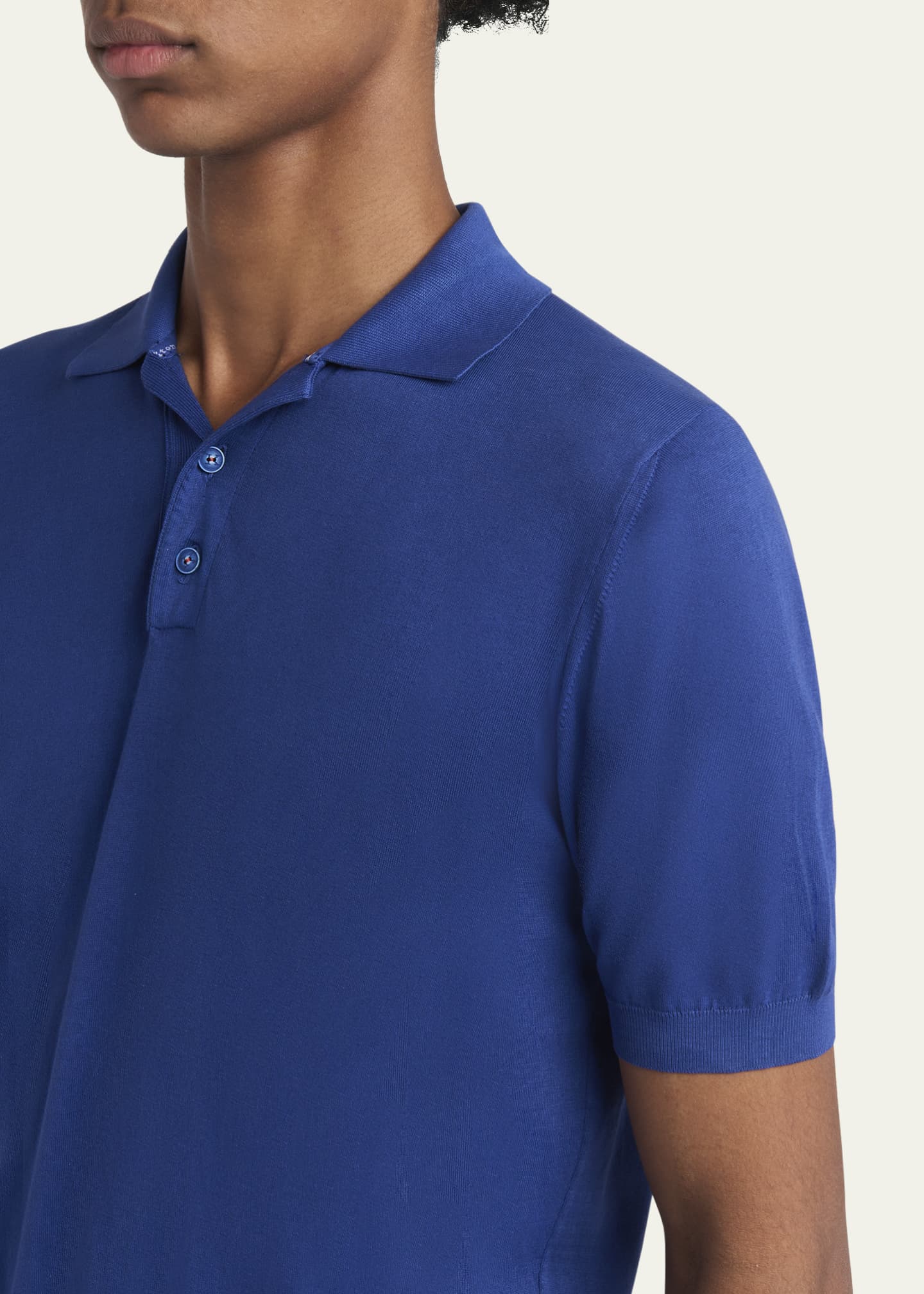 Kiton Men's Sea Island Cotton Knit Polo Shirt Image 5 of 5