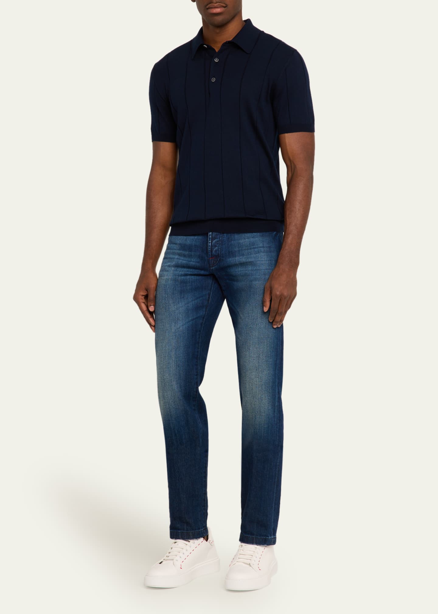 Kiton Men's Jacquard Stripe Polo Shirt Image 2 of 5