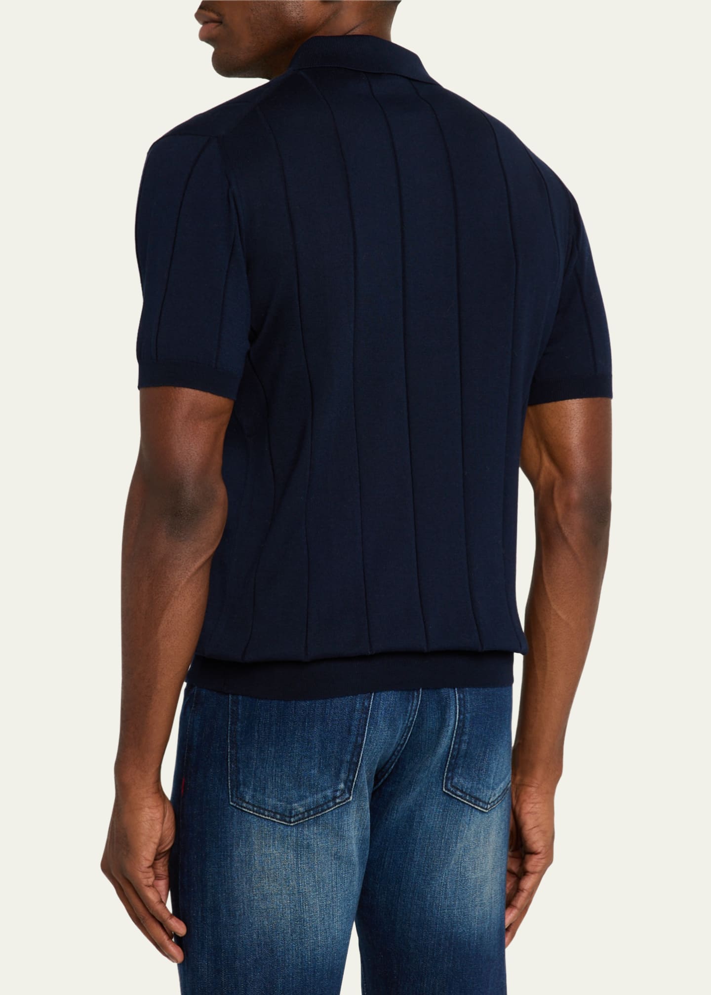 Kiton Men's Jacquard Stripe Polo Shirt Image 3 of 5