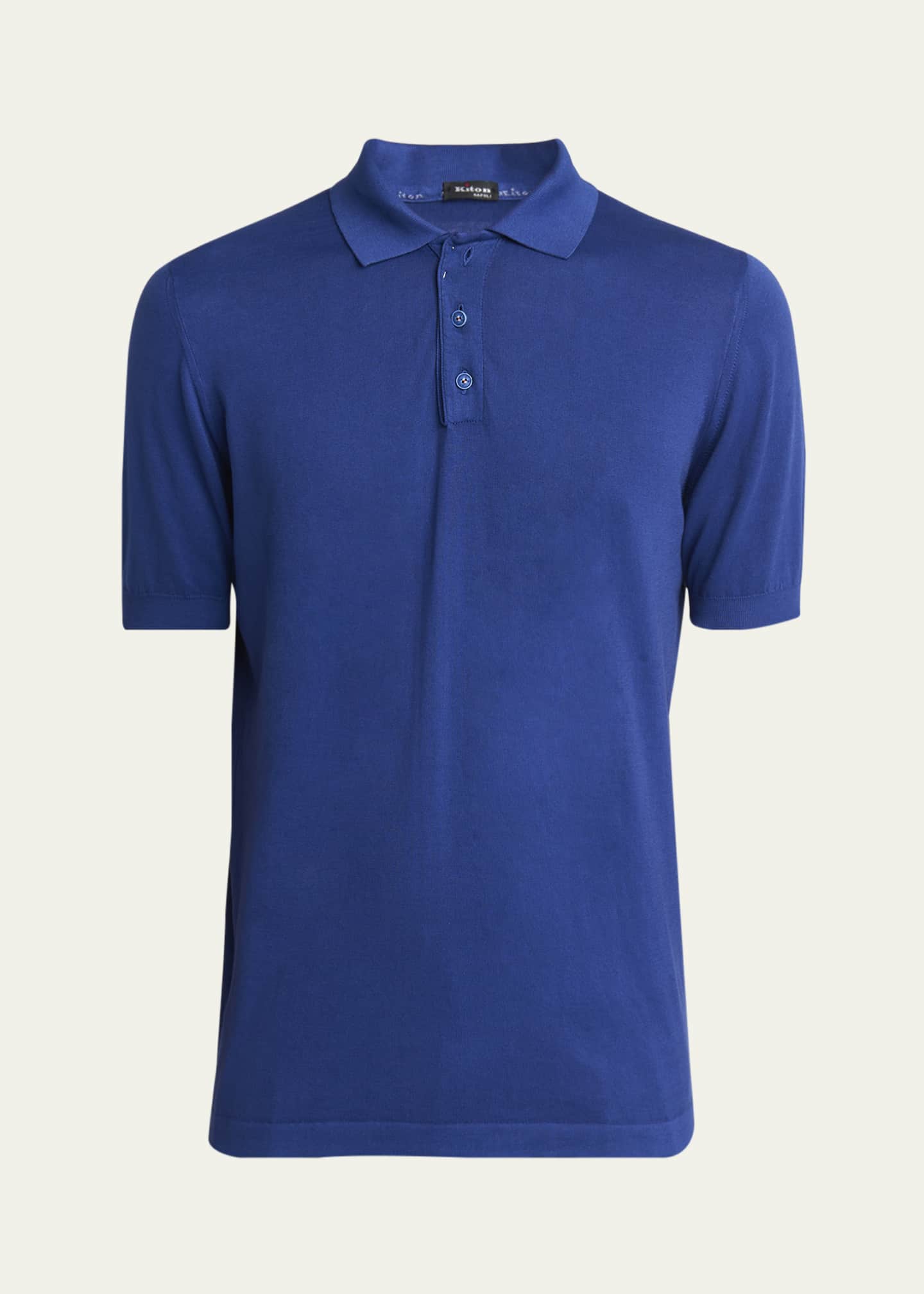 Kiton Men's Sea Island Cotton Knit Polo Shirt Image 1 of 4