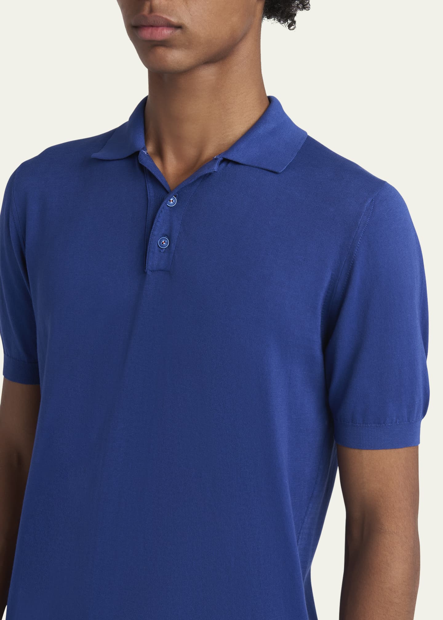 Kiton Men's Sea Island Cotton Knit Polo Shirt Image 4 of 4