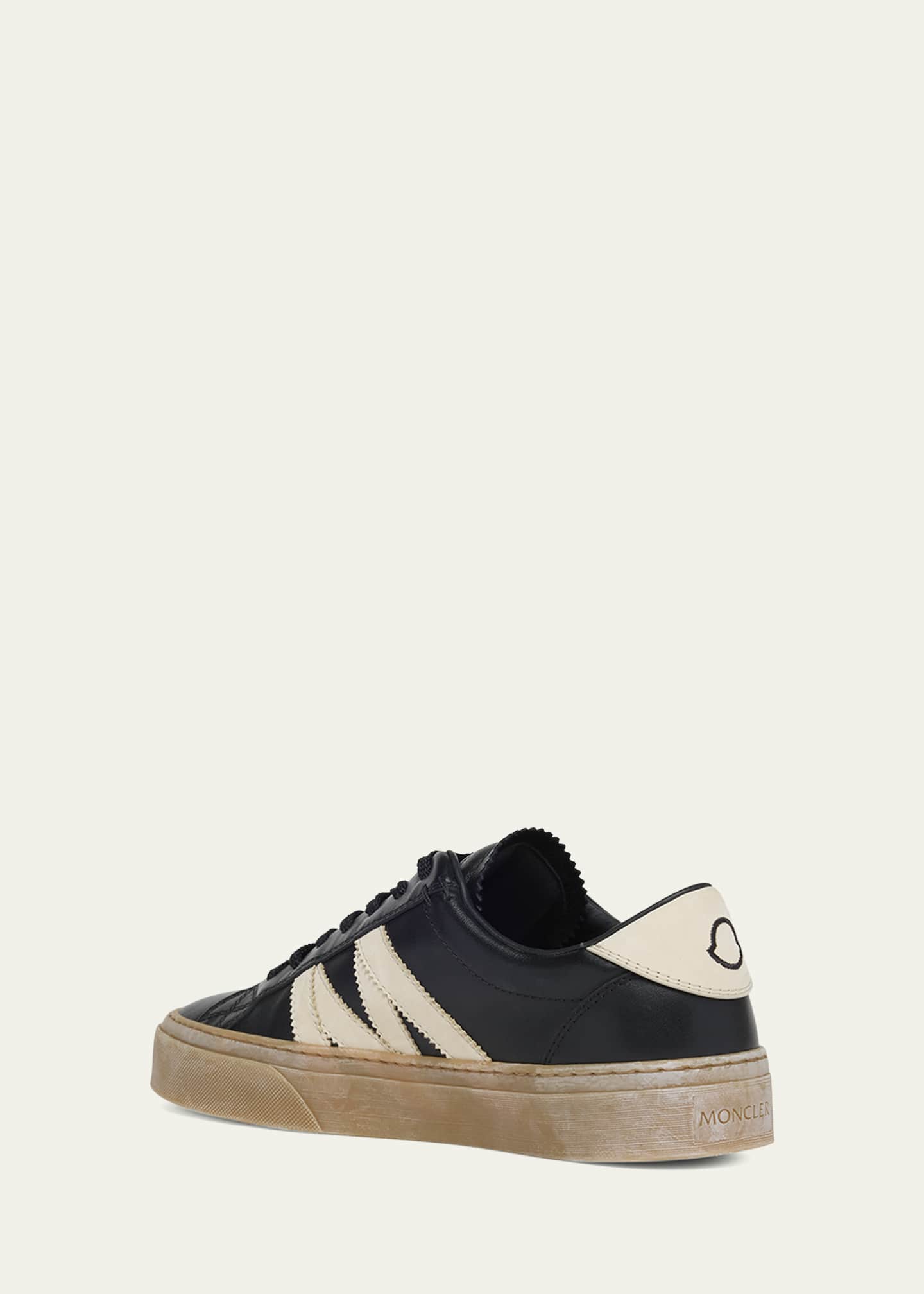 Moncler Men's Monaco2 Leather and Nubuck Low-Top Sneakers Image 4 of 6