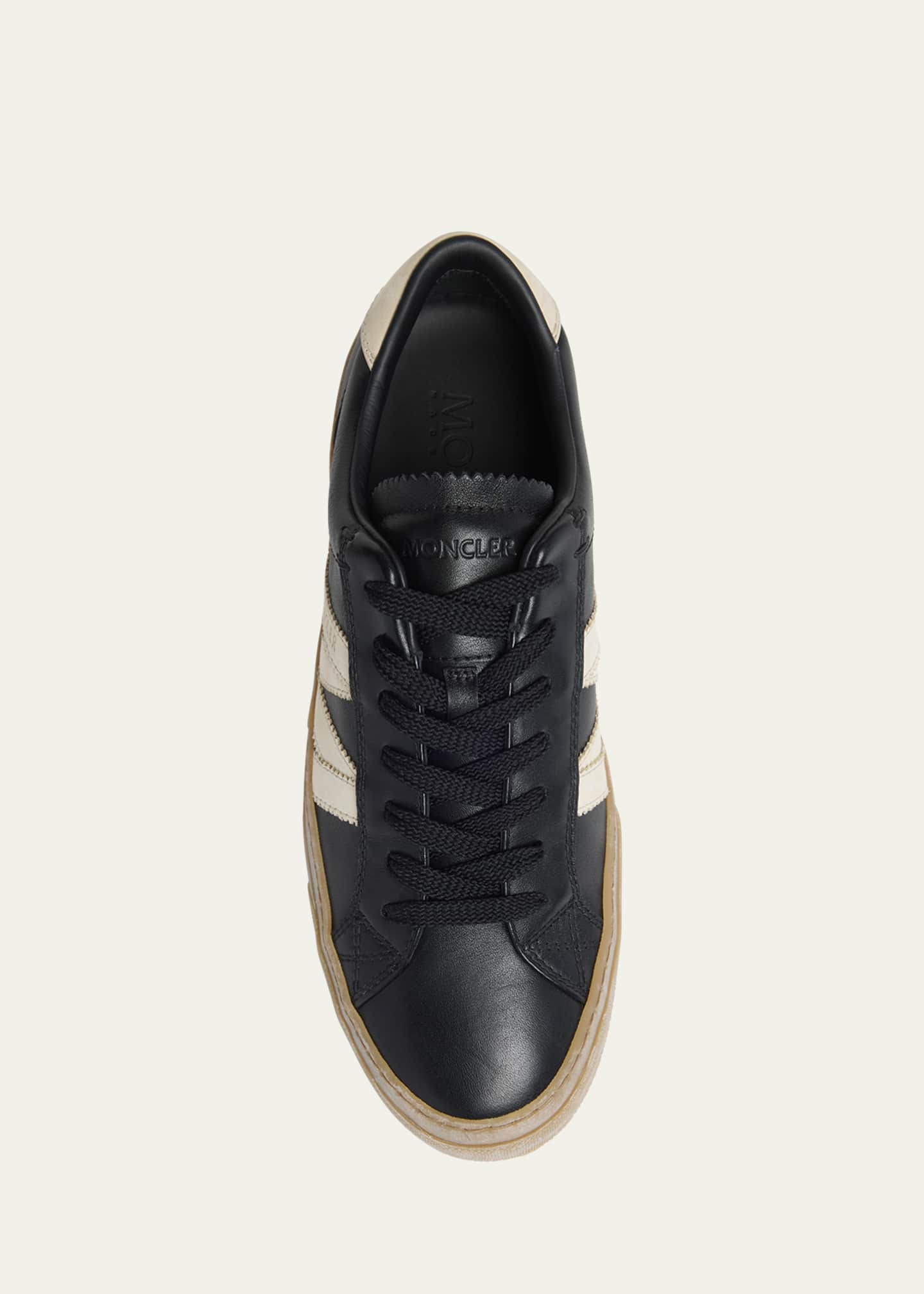Moncler Men's Monaco2 Leather and Nubuck Low-Top Sneakers Image 6 of 6