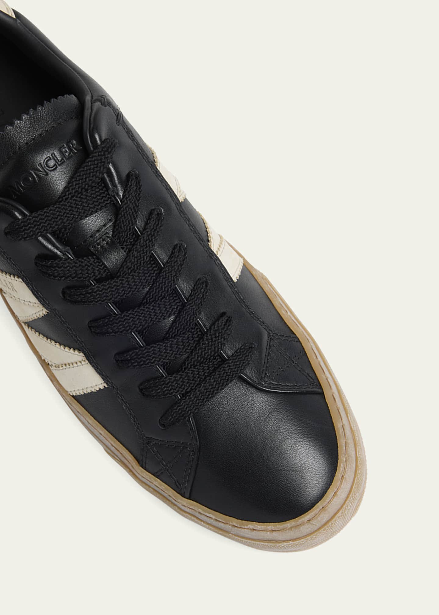 Moncler Men's Monaco2 Leather and Nubuck Low-Top Sneakers Image 5 of 6