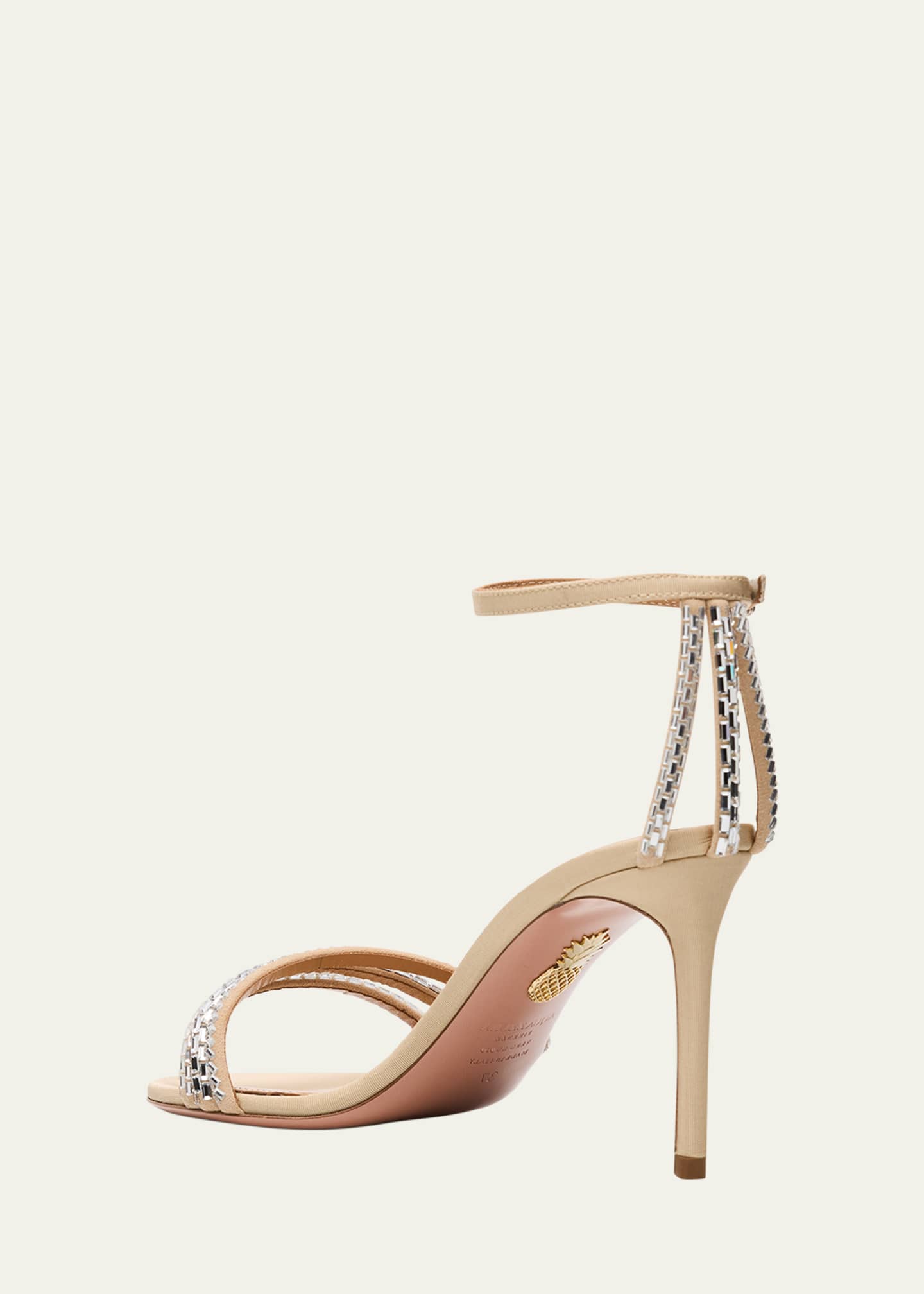 Aquazzura Milagros Crystal Suede Grosgrain Ankle-Strap Sandals Image 2 of 4