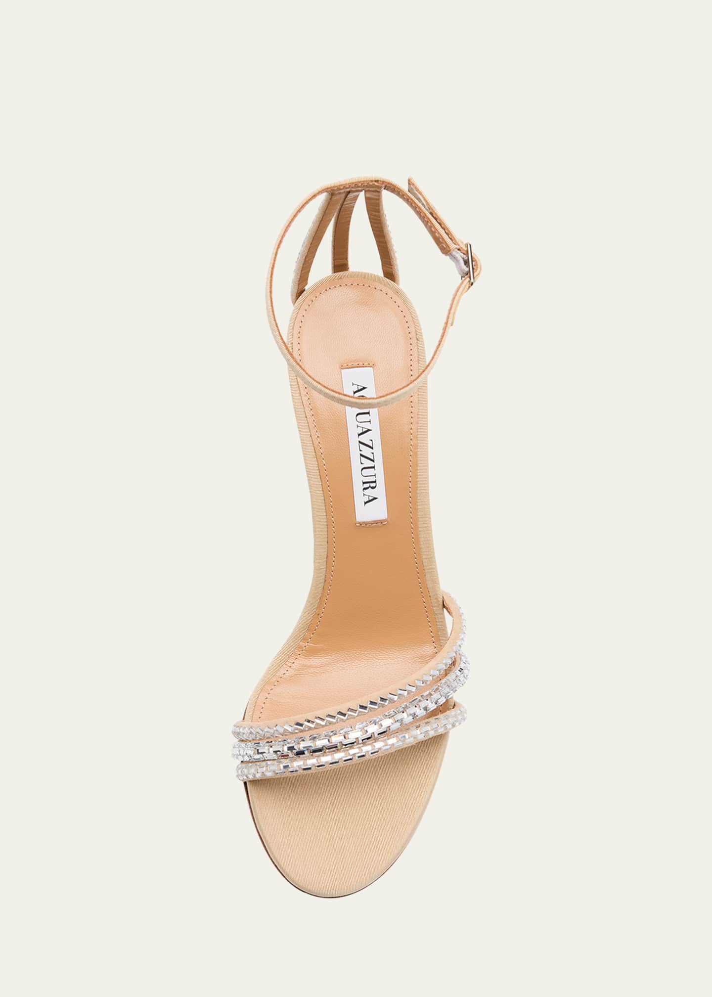 Aquazzura Milagros Crystal Suede Grosgrain Ankle-Strap Sandals Image 4 of 4
