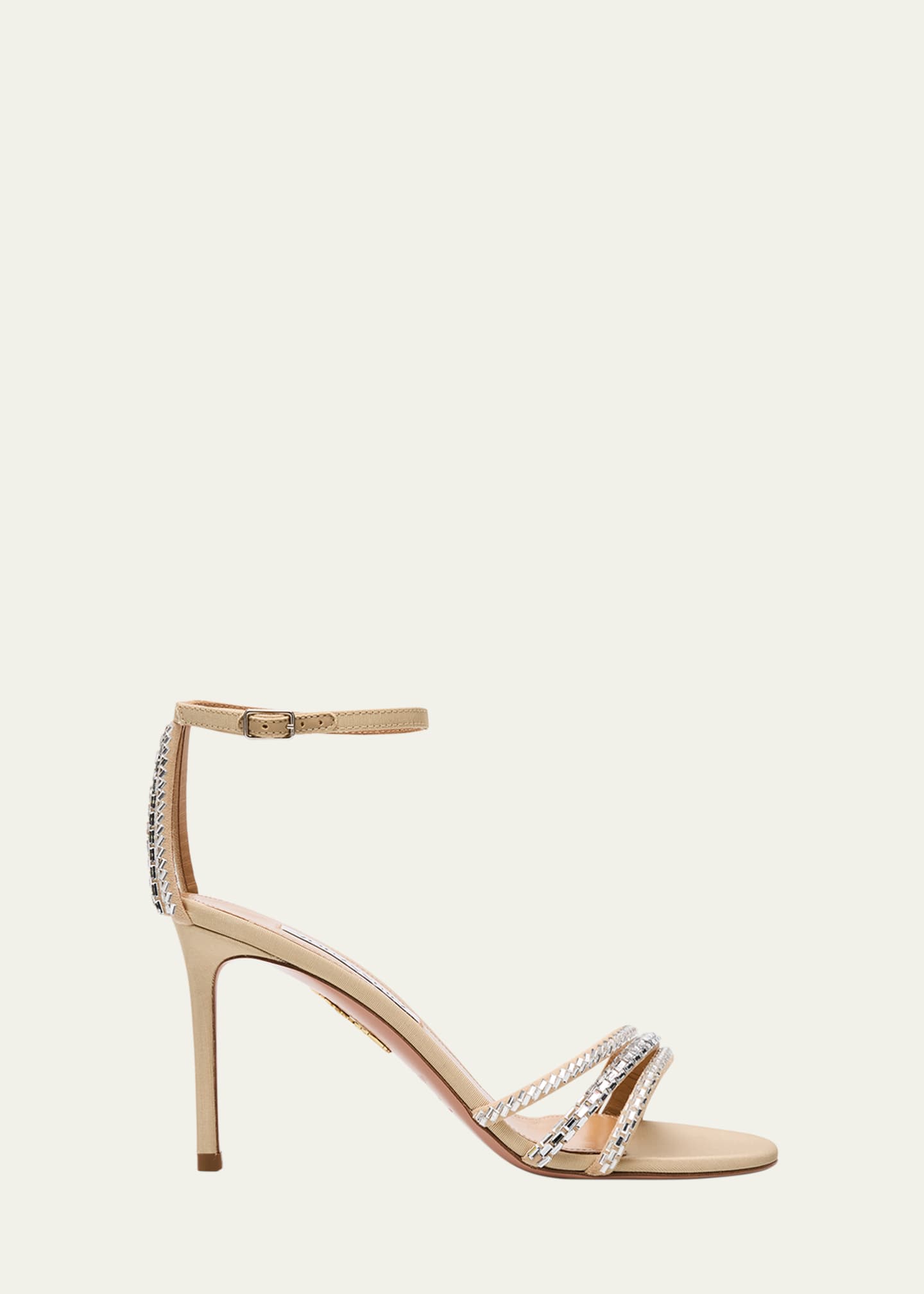 Aquazzura Milagros Crystal Suede Grosgrain Ankle-Strap Sandals Image 1 of 4