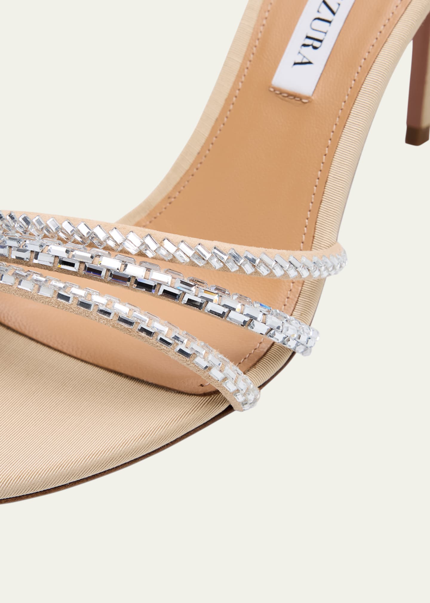Aquazzura Milagros Crystal Suede Grosgrain Ankle-Strap Sandals Image 3 of 4