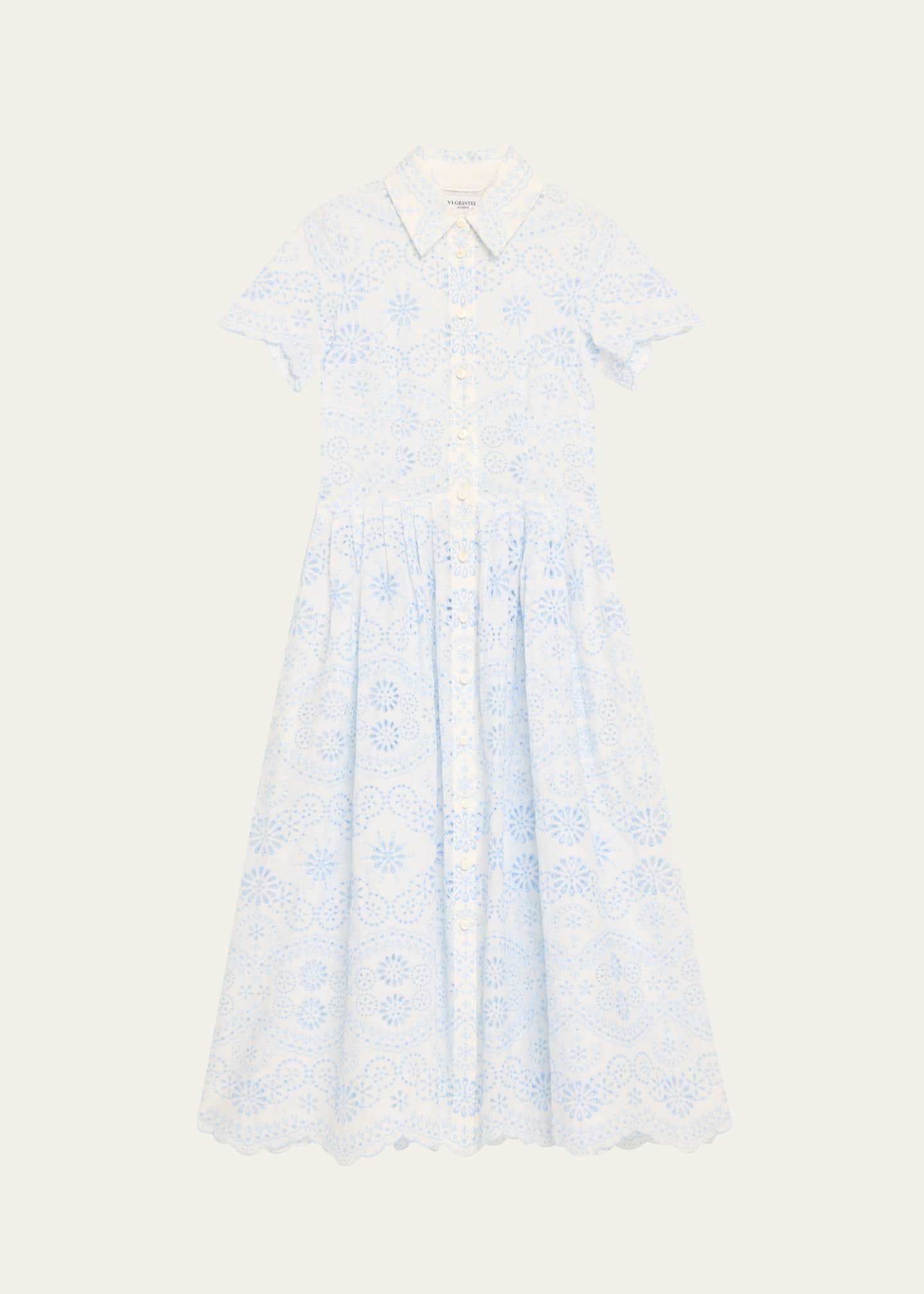 Nellie Eyelet-Embroidered Linen Midi Shirtdress