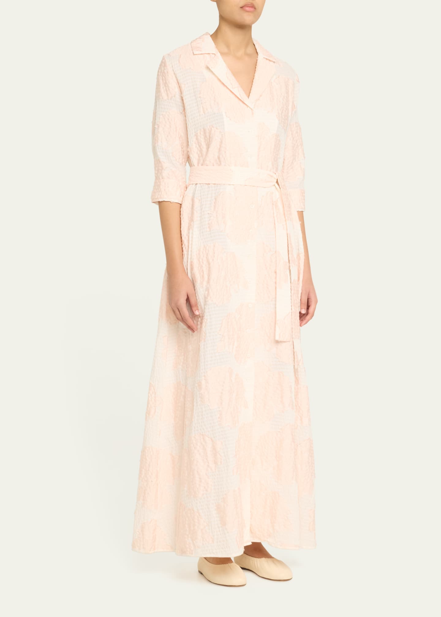 Molly Applique Seersucker Maxi Shirtdress - Thumbnail 4