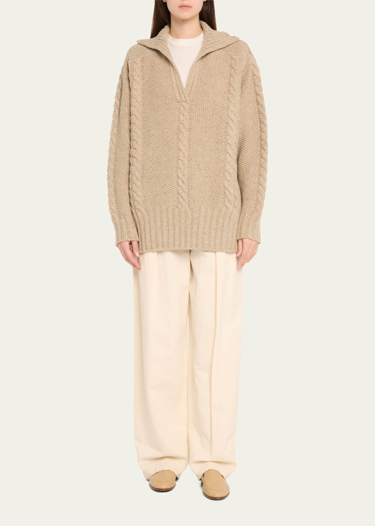 TEURN STUDIOS Cable-Knit Wool Sweater Image 2 of 5