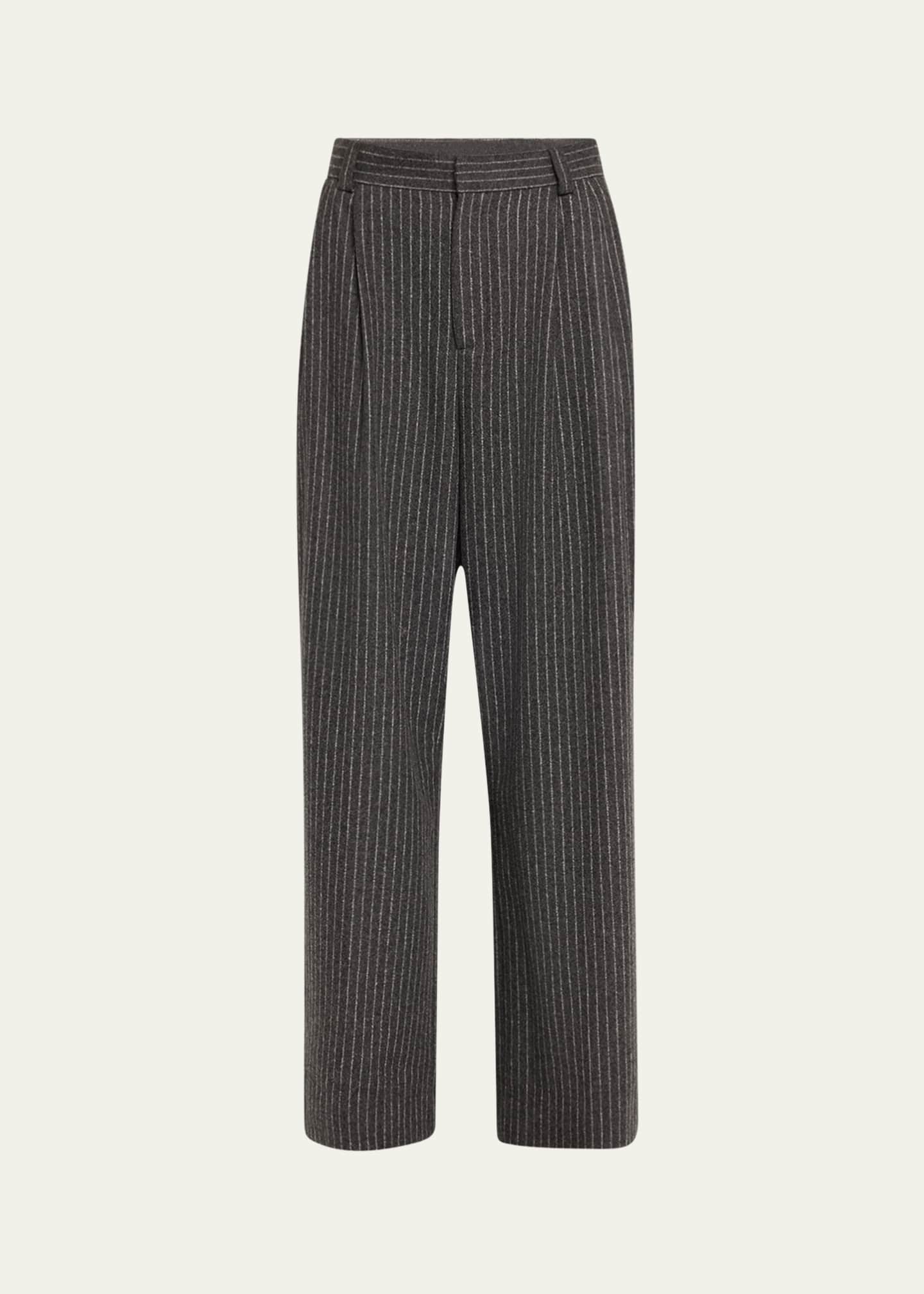 TEURN STUDIOS Pleated Pinstripe Relaxed-Fit Trousers Image 1 of 5