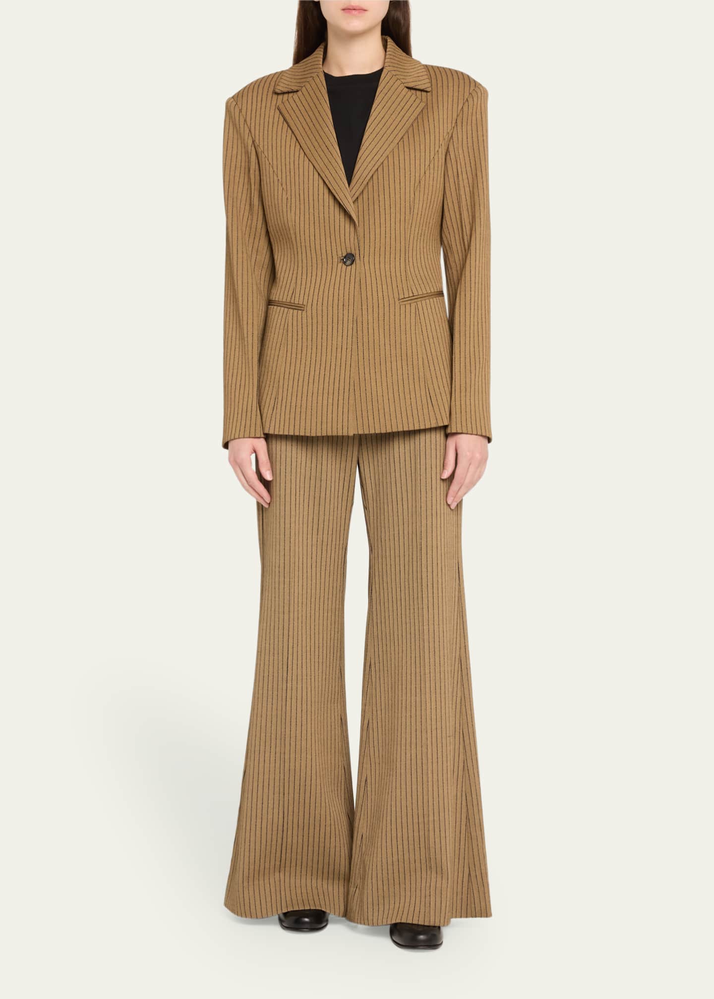 TEURN STUDIOS Flare Pinstripe Trousers Image 2 of 5