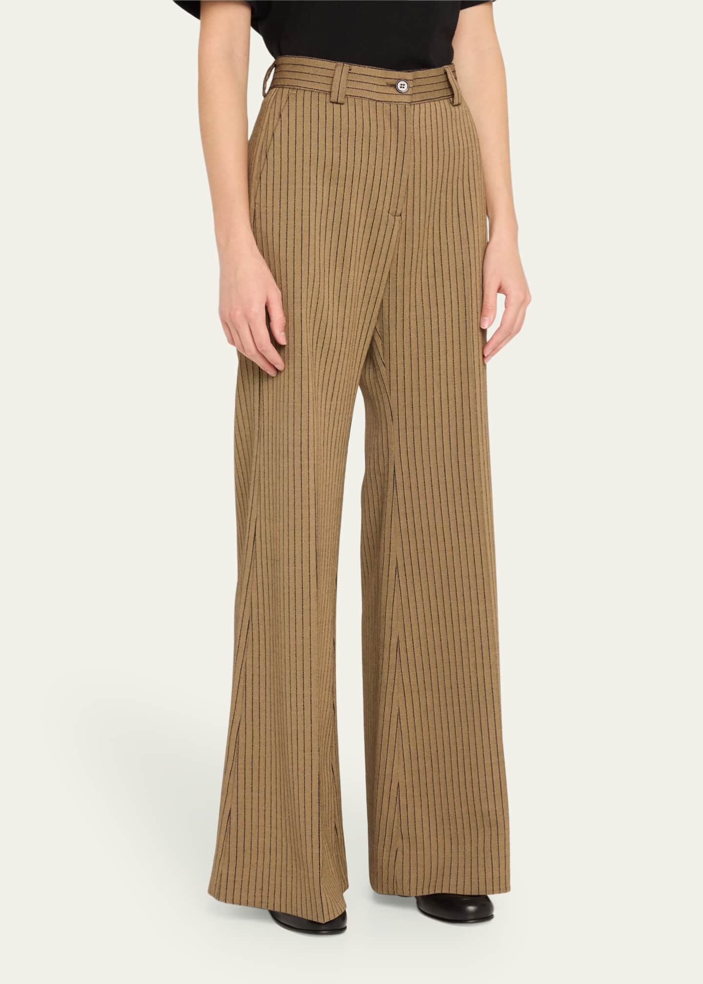 TEURN STUDIOS Flare Pinstripe Trousers Image 4 of 5