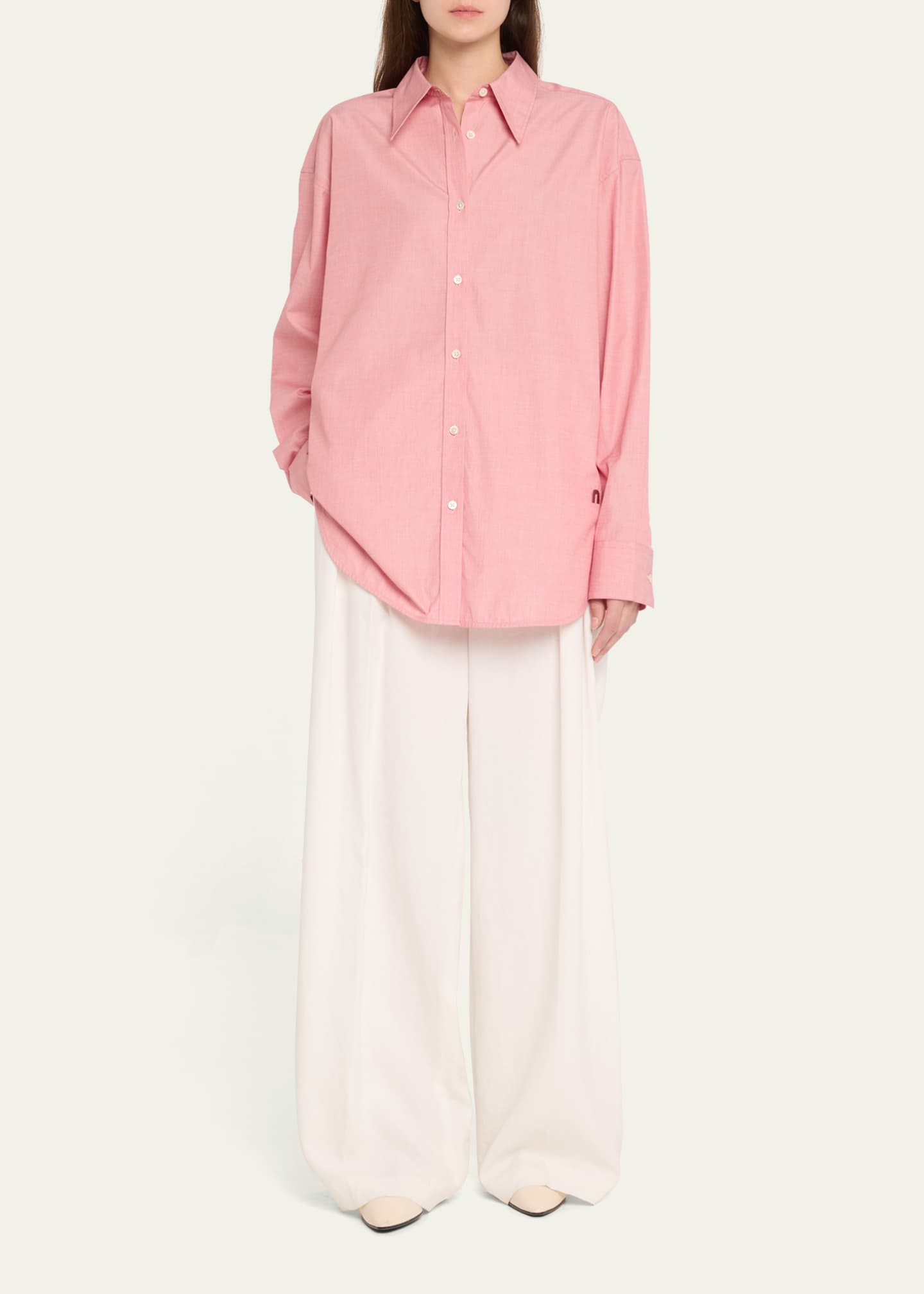 TEURN STUDIOS Pointy Collar Cotton Shirt Image 2 of 5