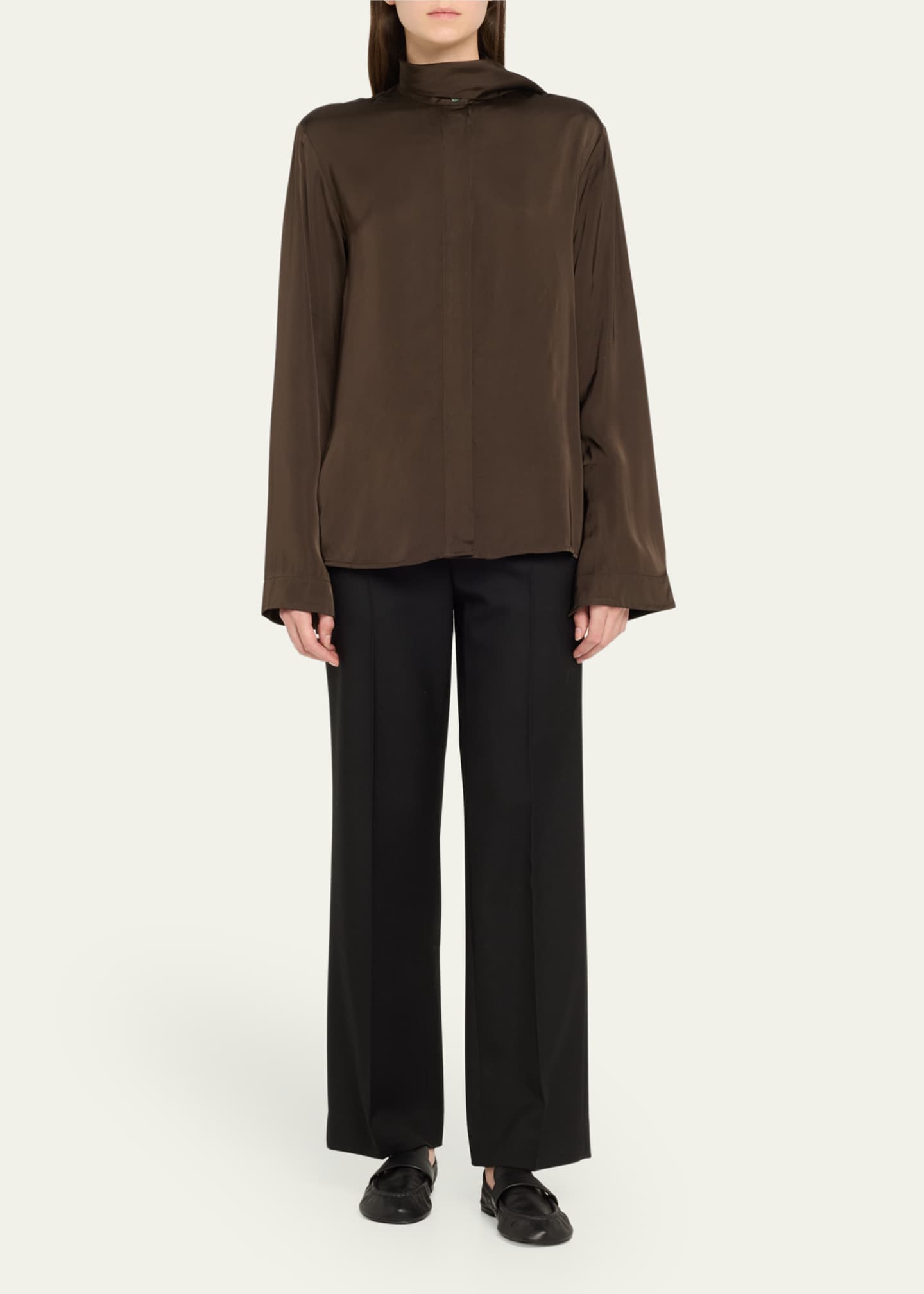 TEURN STUDIOS Satin Scarf-Collar Blouse Image 2 of 5