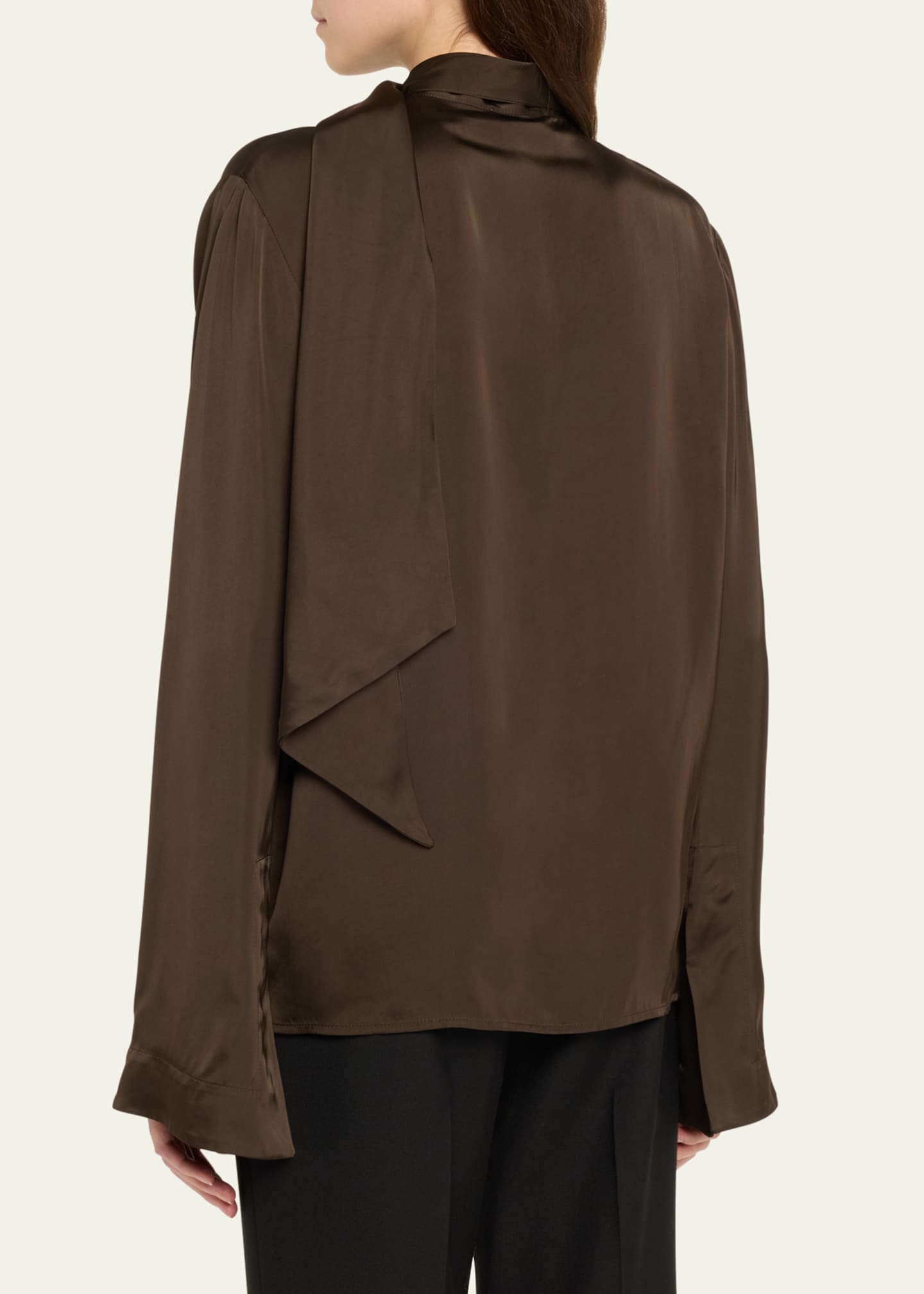 TEURN STUDIOS Satin Scarf-Collar Blouse Image 3 of 5