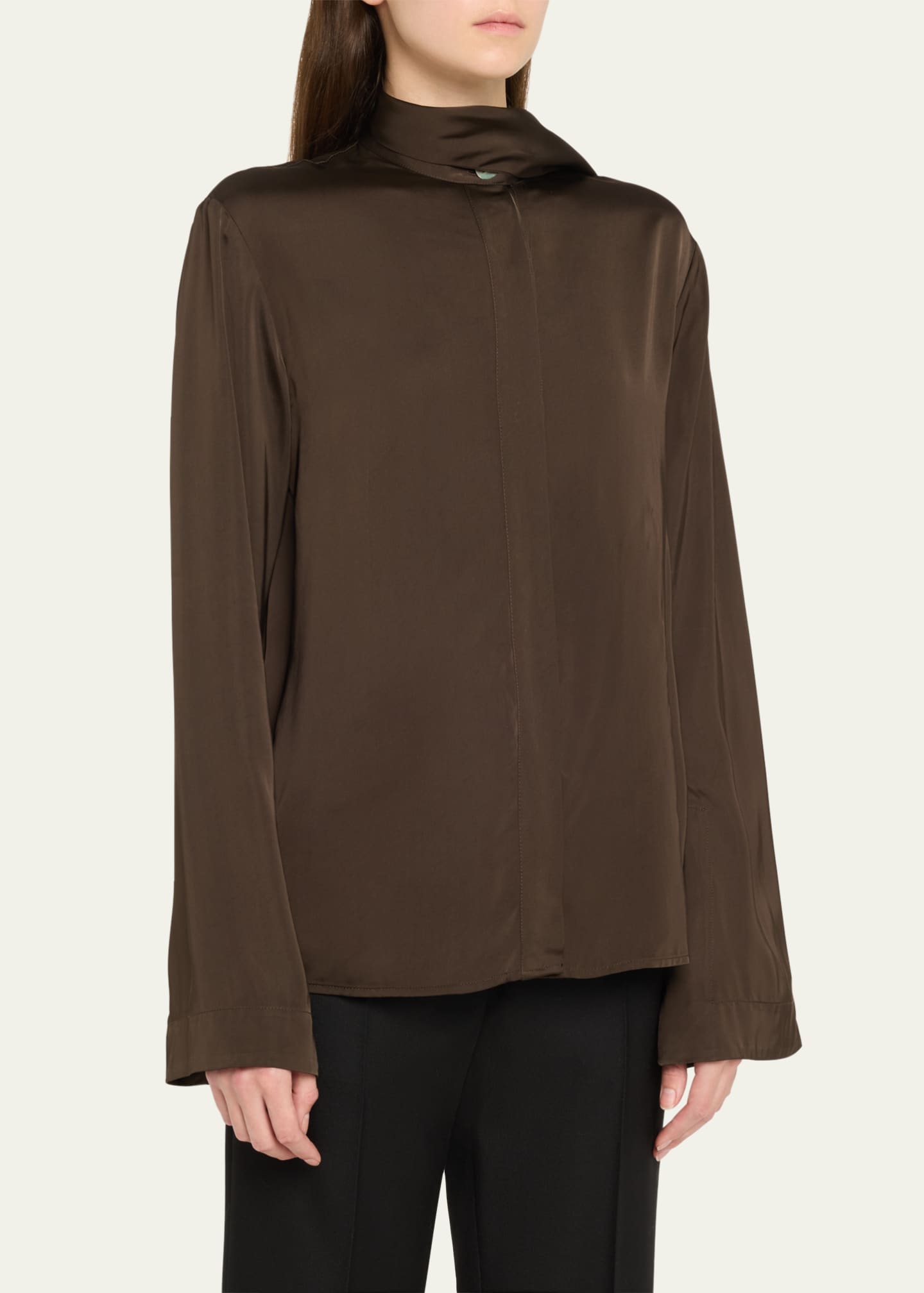 TEURN STUDIOS Satin Scarf-Collar Blouse Image 4 of 5