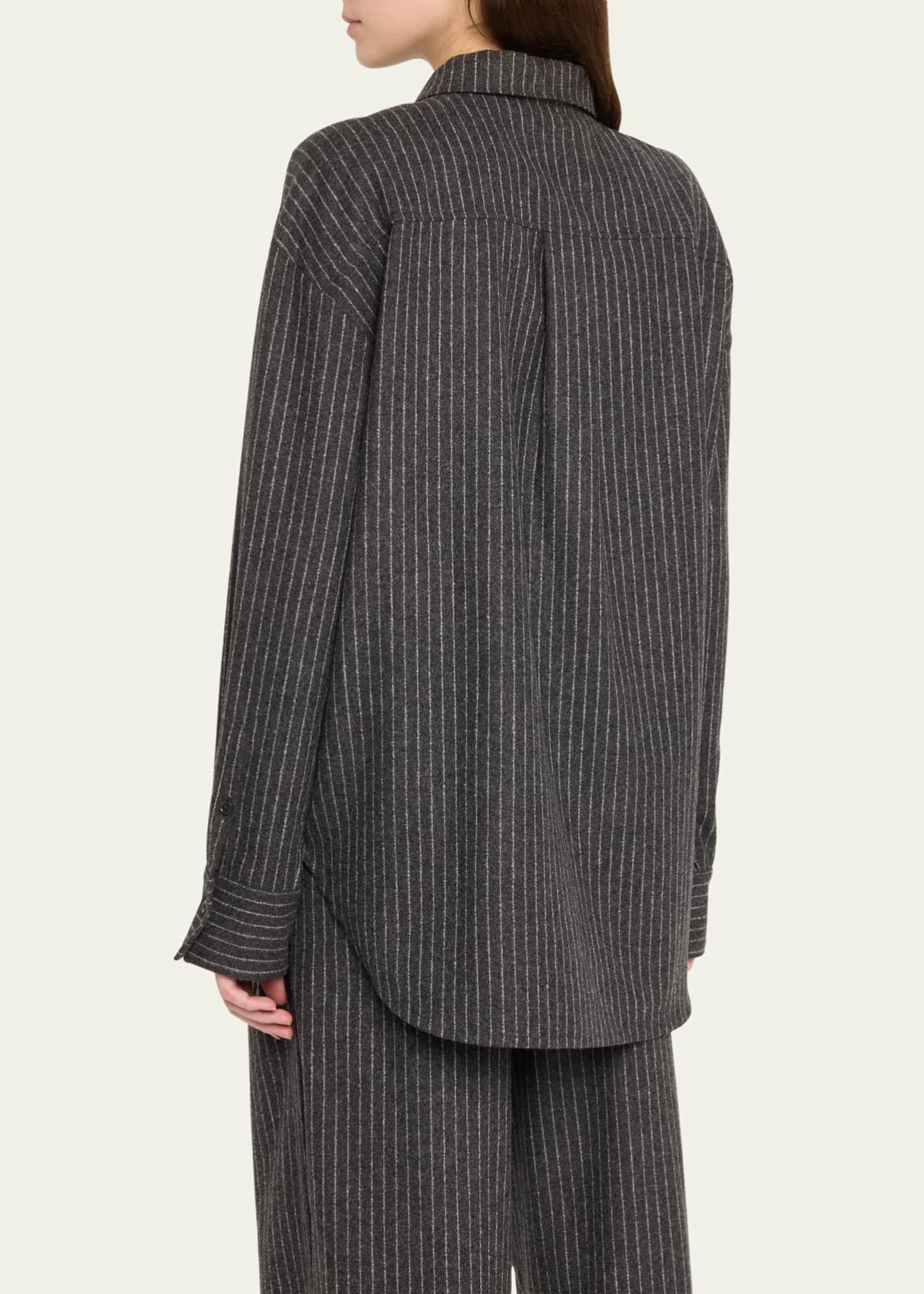 TEURN STUDIOS Pinstripe Pointy Collar Overshirt Image 3 of 5