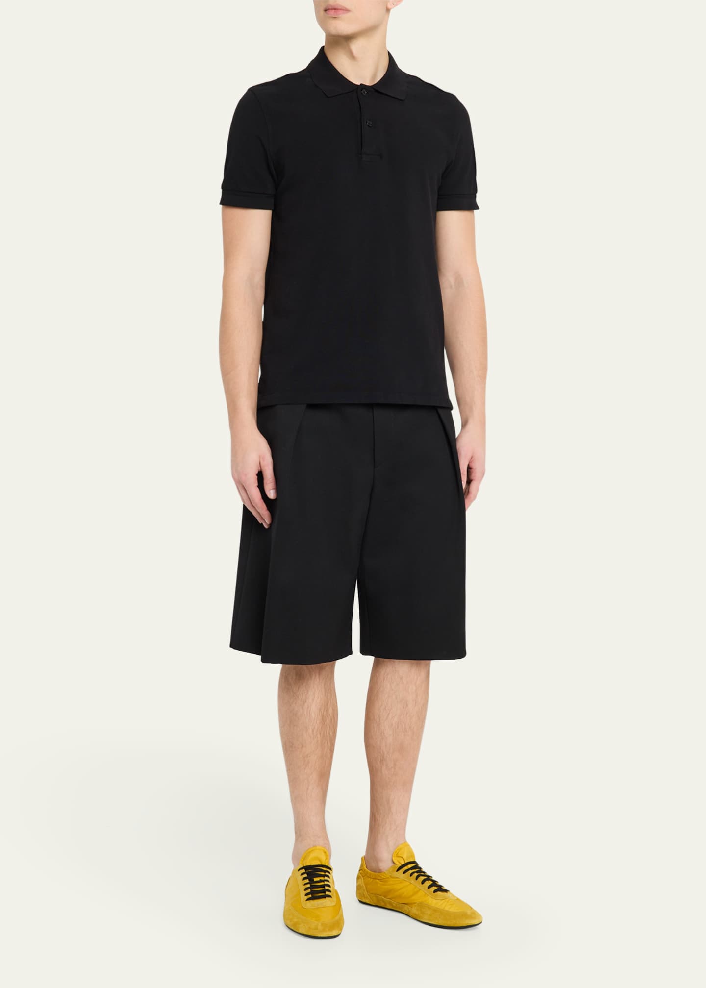 Prada Men's Collapse Nylon and Suede Low-Top Sneakers Image 3 of 6