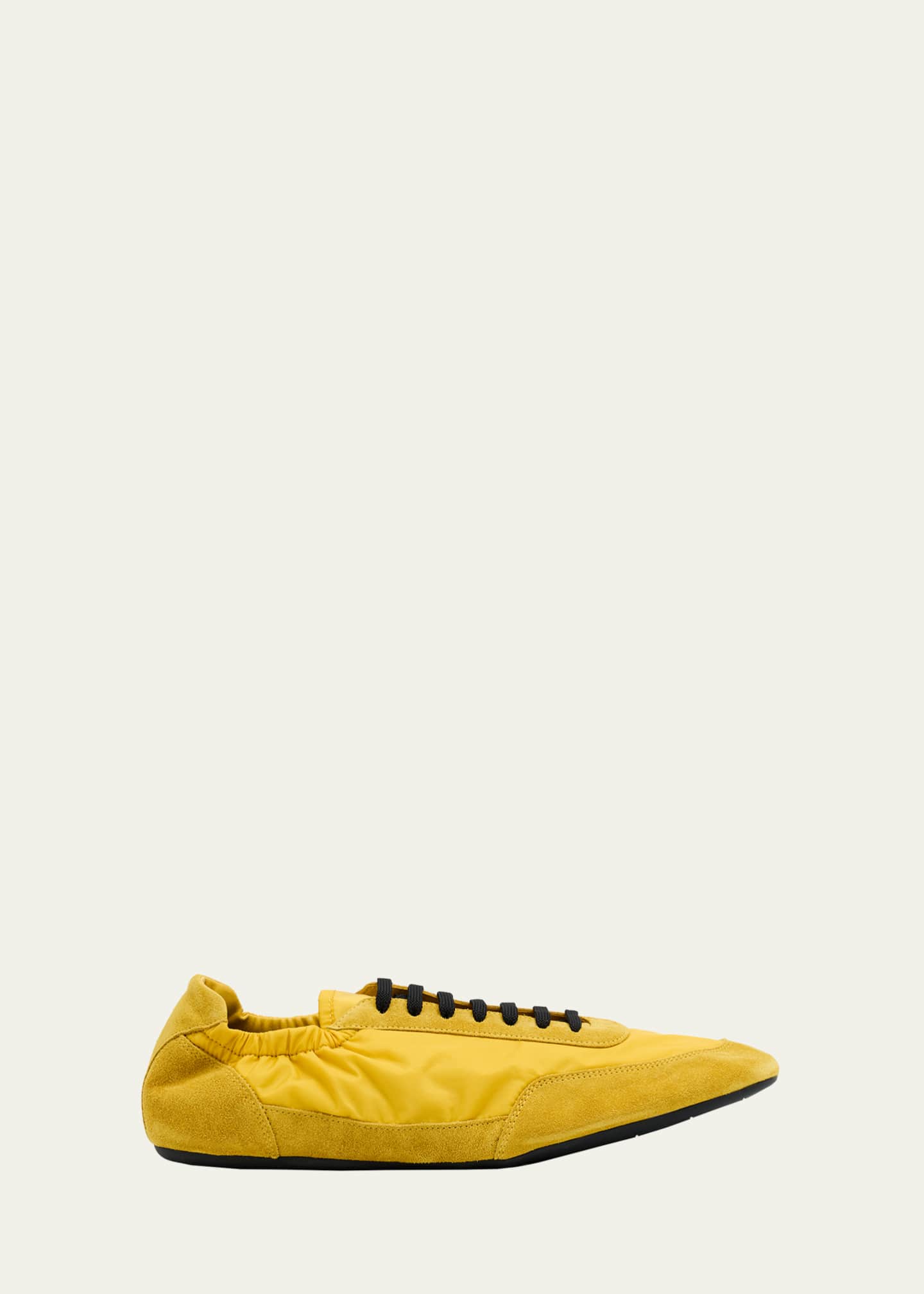 Prada Men's Collapse Nylon and Suede Low-Top Sneakers Image 1 of 6