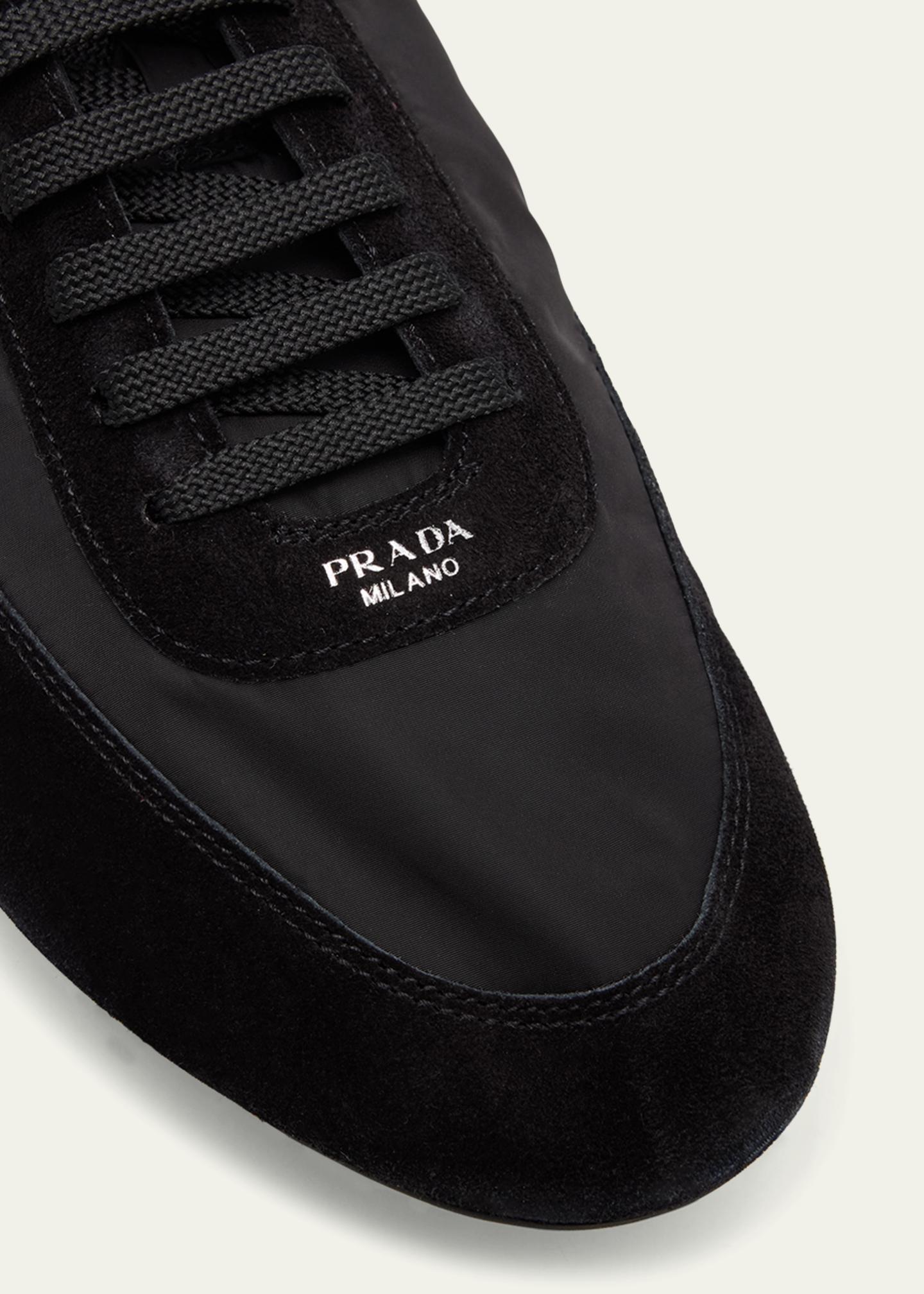 Prada Men's Collapse Nylon and Suede Low-Top Sneakers - Bergdorf Goodman