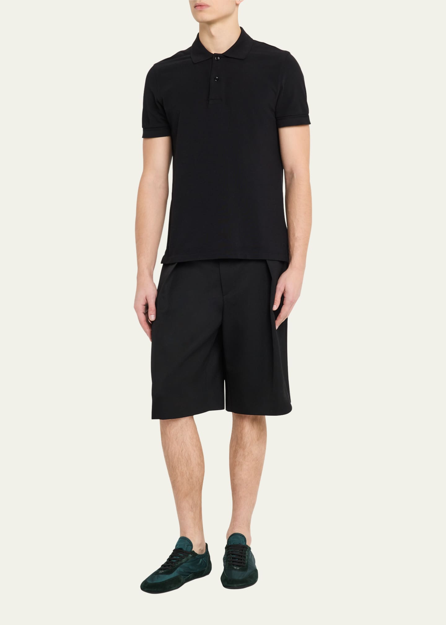Prada Men's Collapse Nylon and Suede Low-Top Sneakers Image 3 of 5