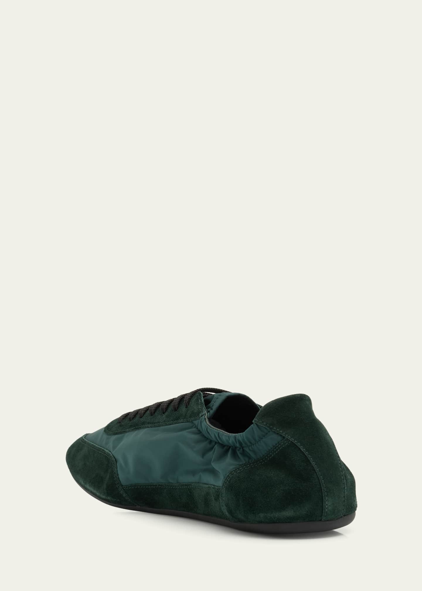 Prada Men's Collapse Nylon and Suede Low-Top Sneakers Image 4 of 6