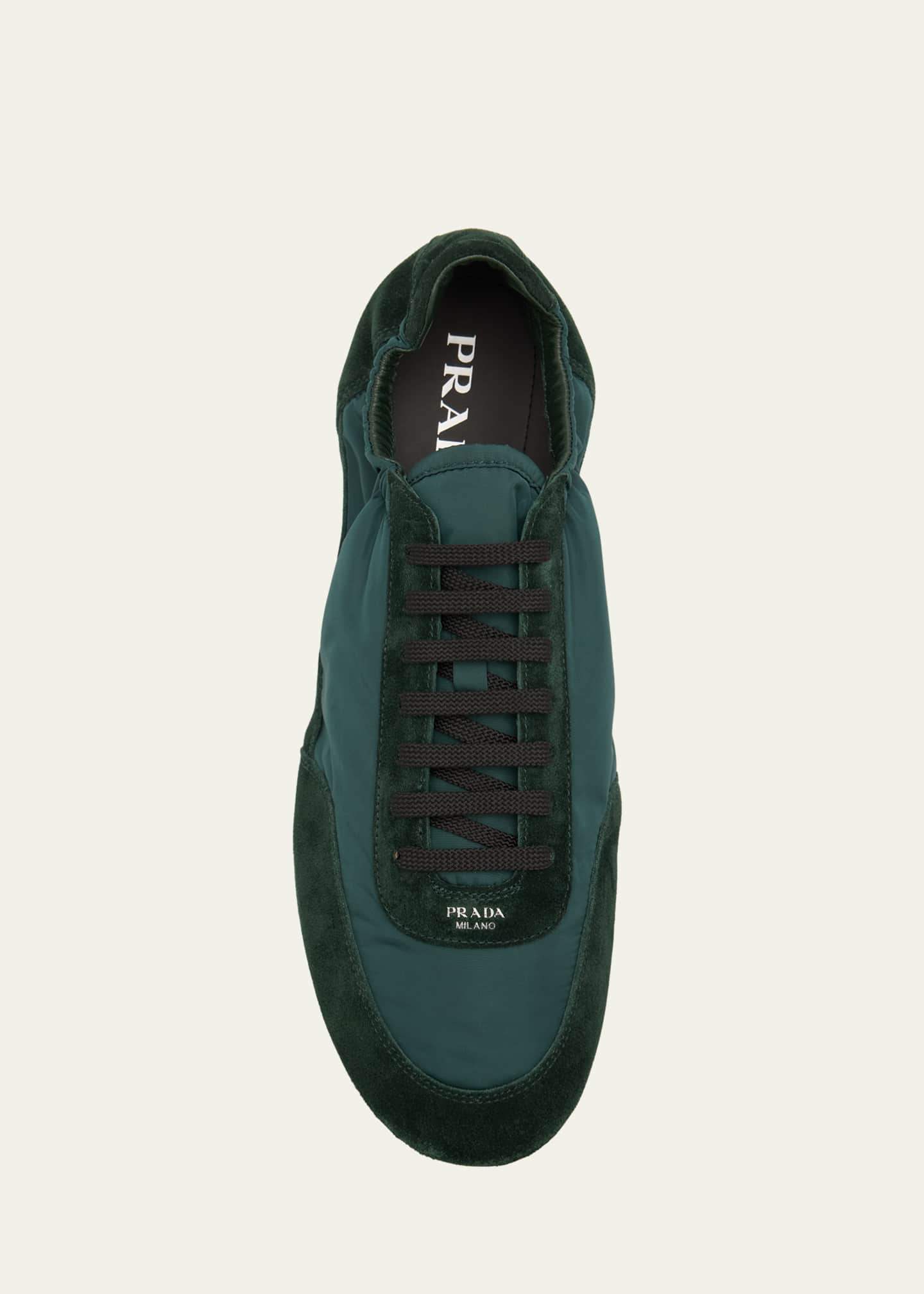 Prada Men's Collapse Nylon and Suede Low-Top Sneakers Image 5 of 5