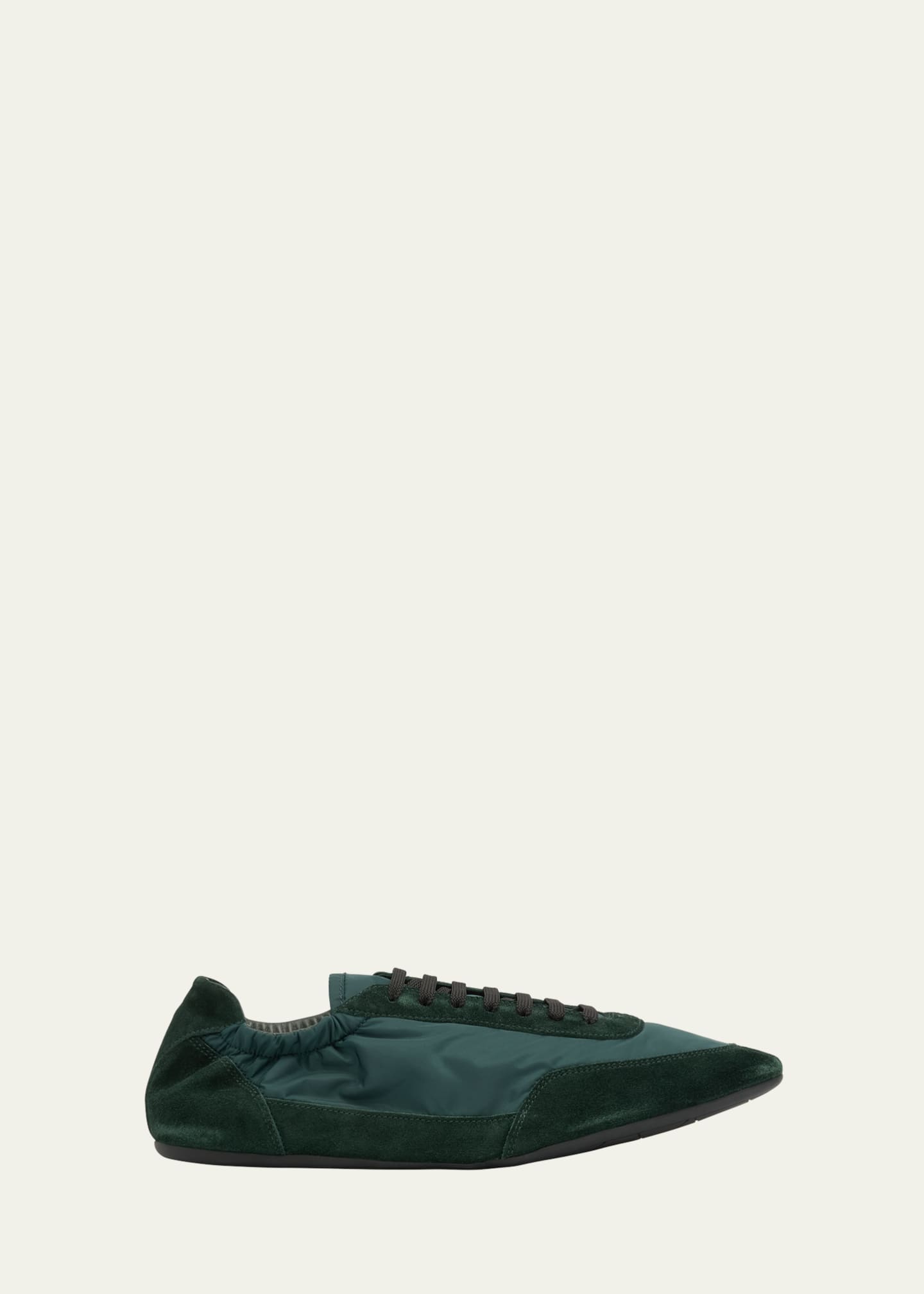 Prada Men's Collapse Nylon and Suede Low-Top Sneakers Image 1 of 5