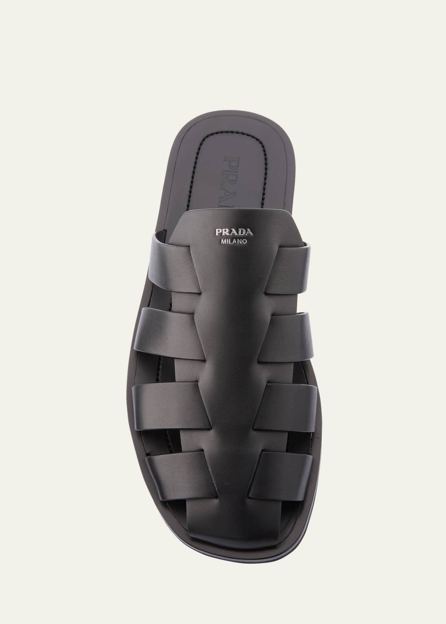 Prada Men's Leather Fisherman Slide Sandals Image 4 of 4