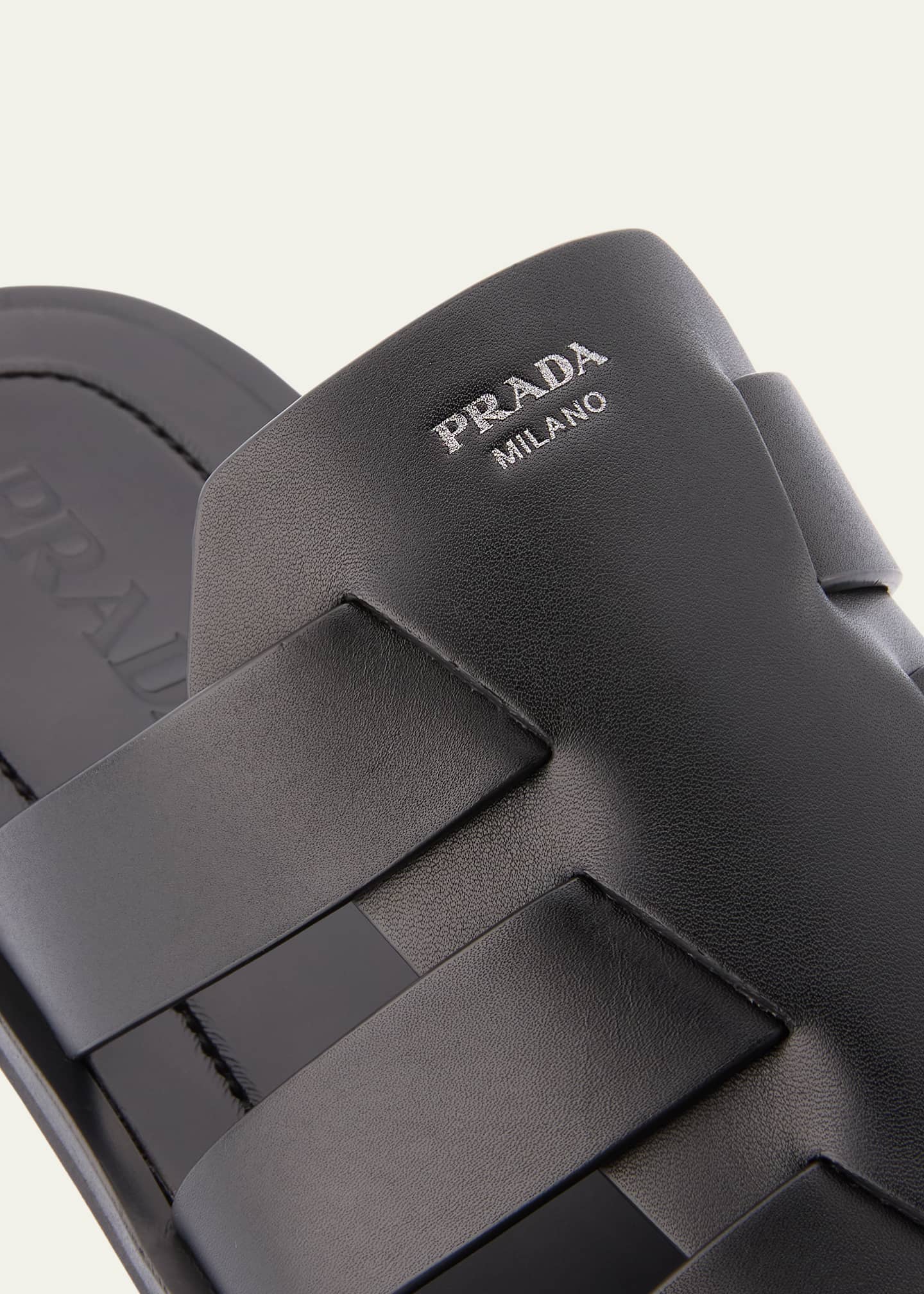 Prada Men's Leather Fisherman Slide Sandals Image 3 of 4