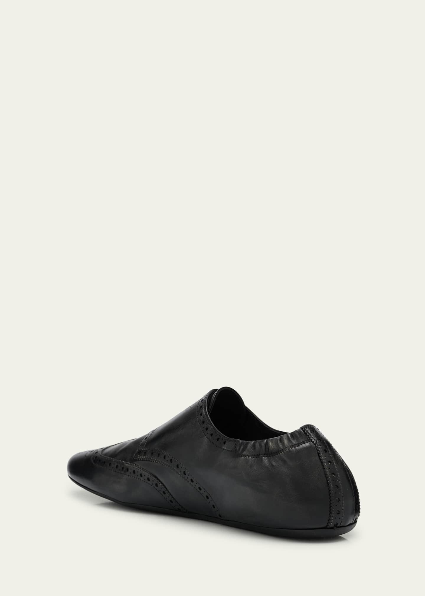 Prada Men's Shuffle Brogue Leather Double-Monk Strap Loafers Image 4 of 6