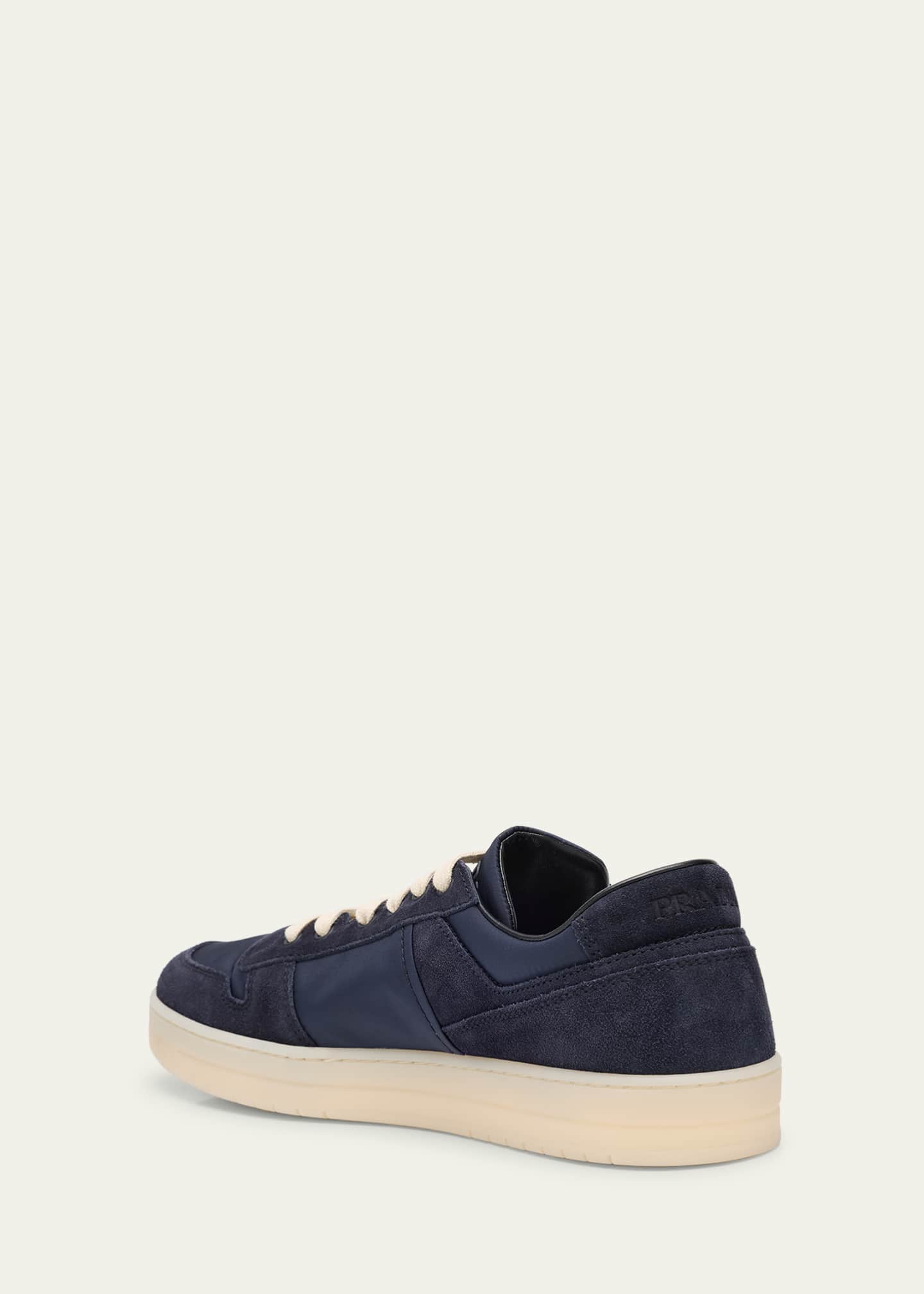 Prada Men's Downtown Nylon and Suede Low-Top Sneakers Image 2 of 4