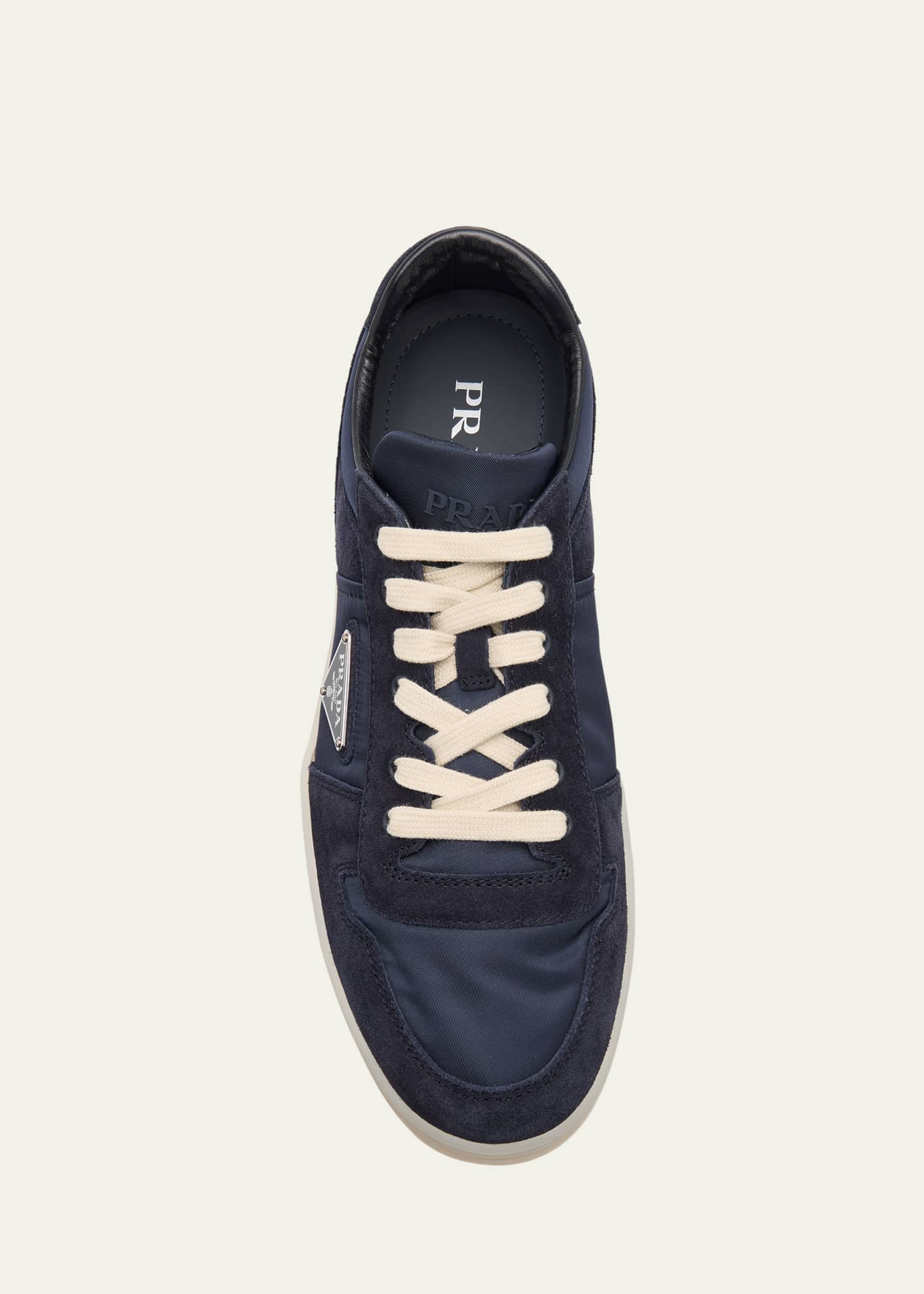 Prada Men's Downtown Nylon and Suede Low-Top Sneakers Image 4 of 4
