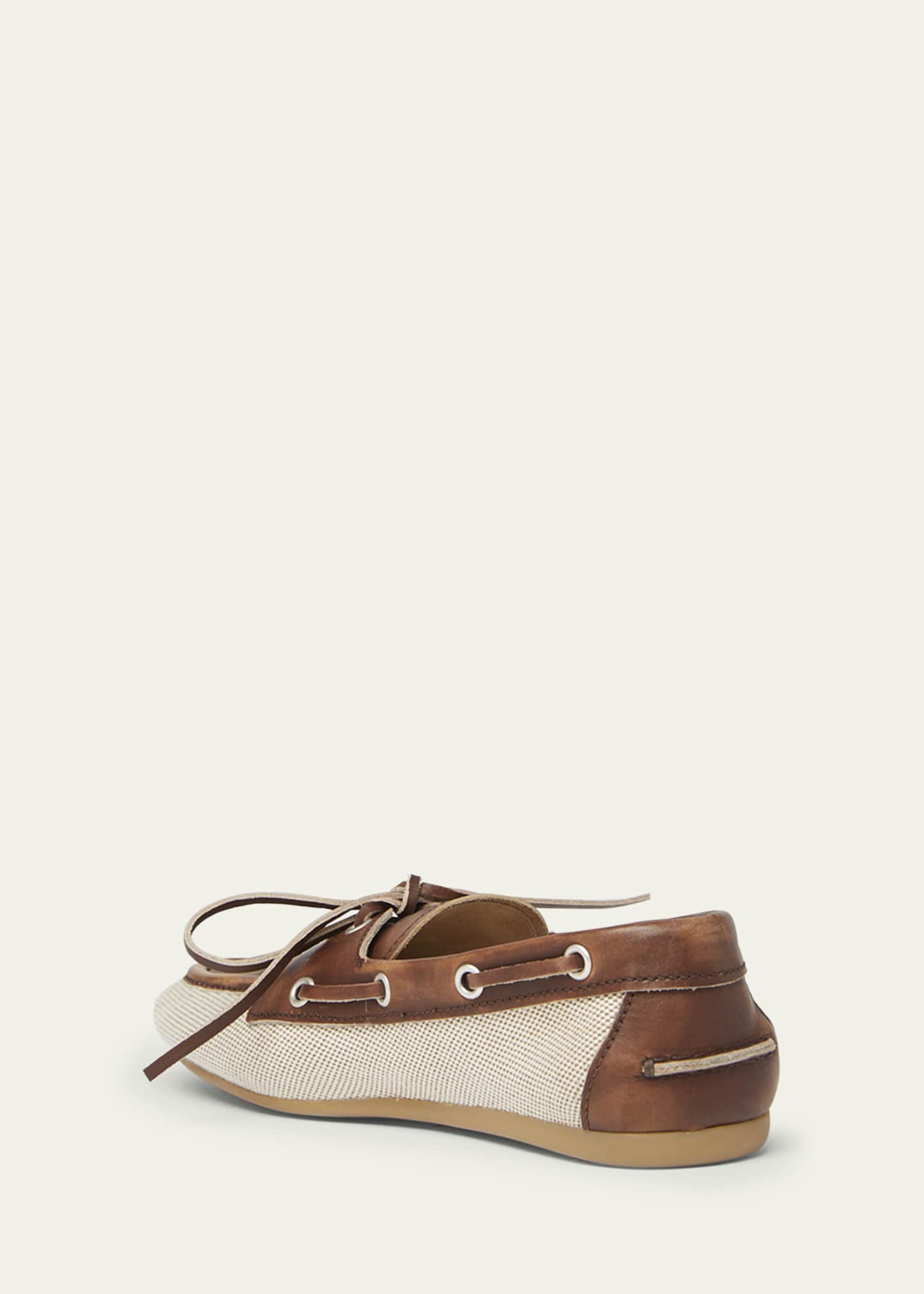 Miu Miu Bow Canvas Leather Boat Shoes Image 4 of 6