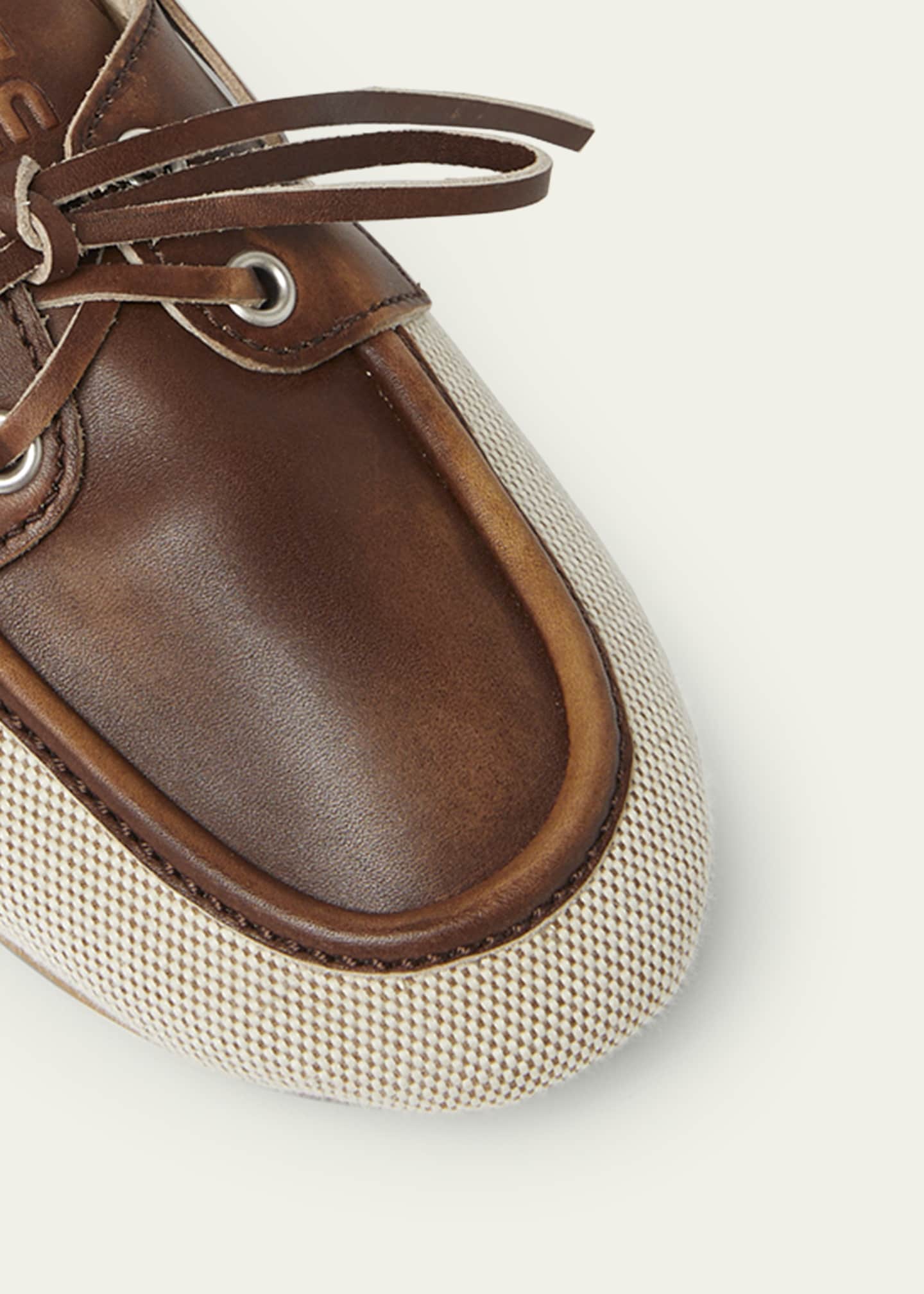 Miu Miu Bow Canvas Leather Boat Shoes Image 5 of 6