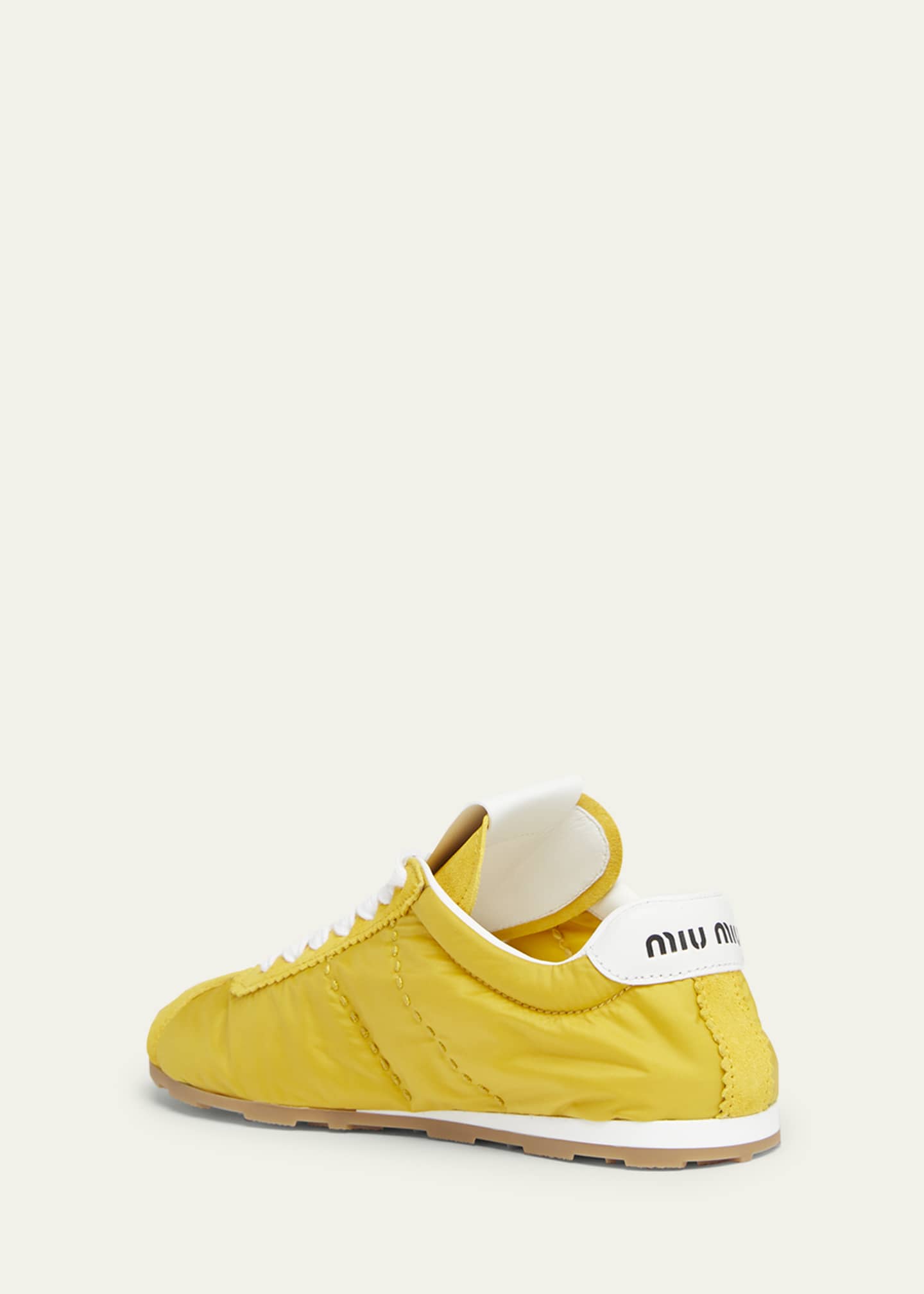 Miu Miu Low-Top Nylon & Suede Sneakers Image 2 of 3