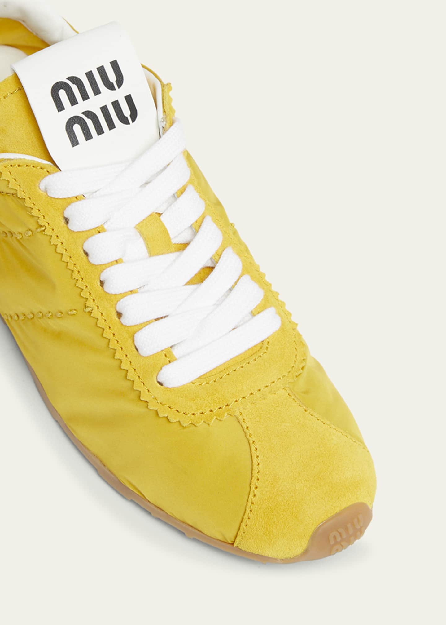 Miu Miu Low-Top Nylon & Suede Sneakers Image 3 of 3