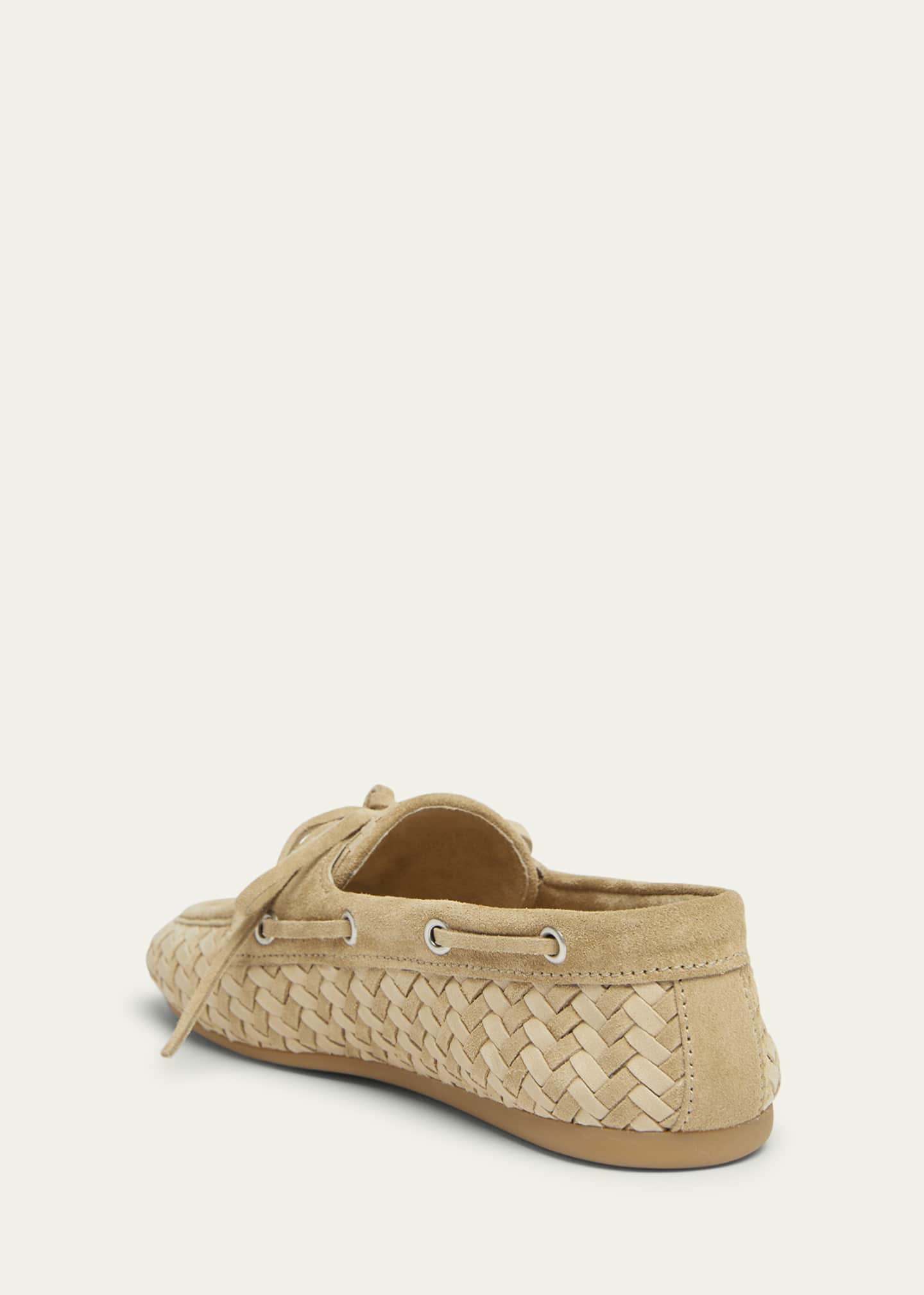 Miu Miu Bow Woven Suede & Leather Boat Shoes Image 4 of 6