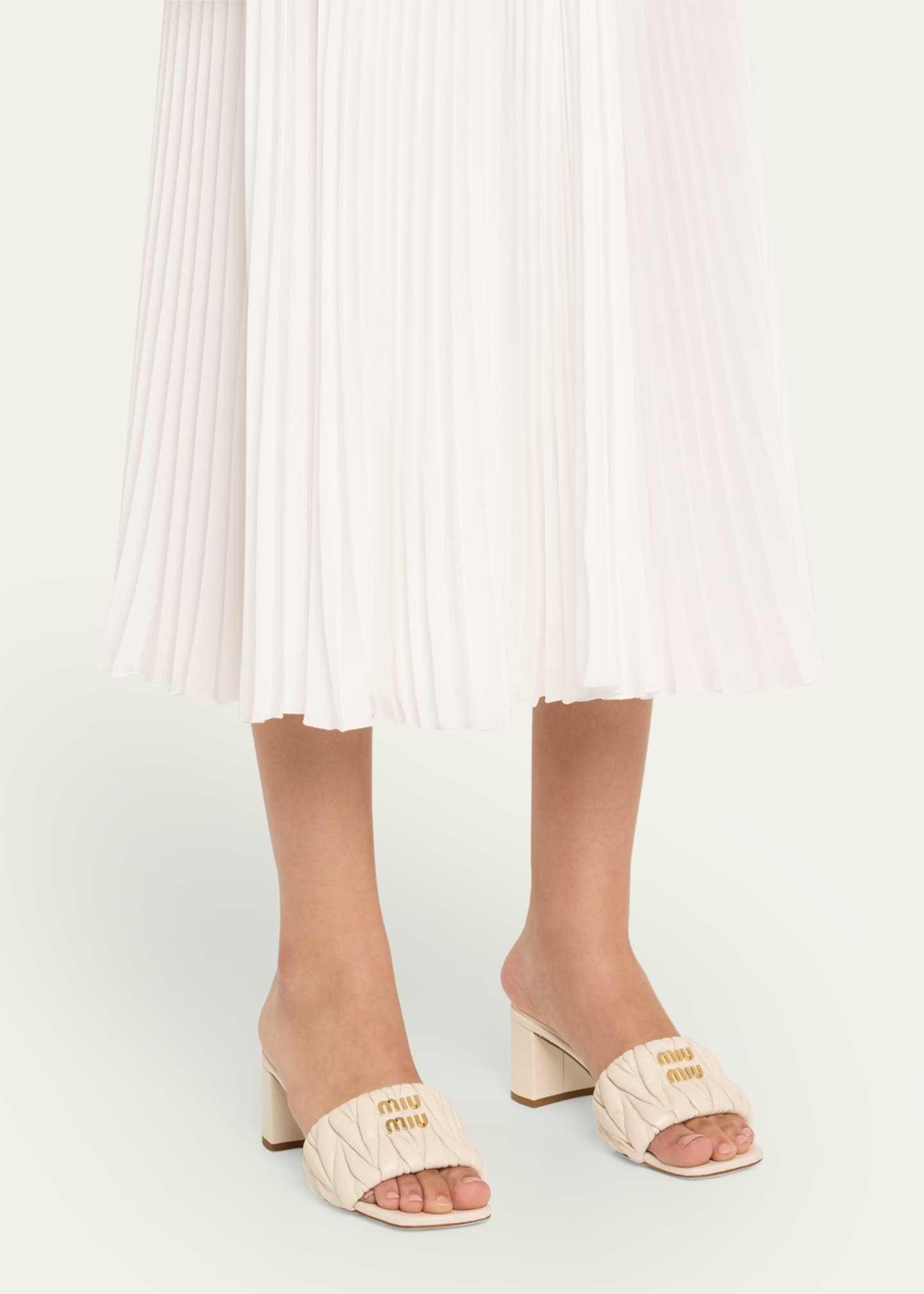 Miu Miu Quilted Leather Mule Sandals Image 2 of 5