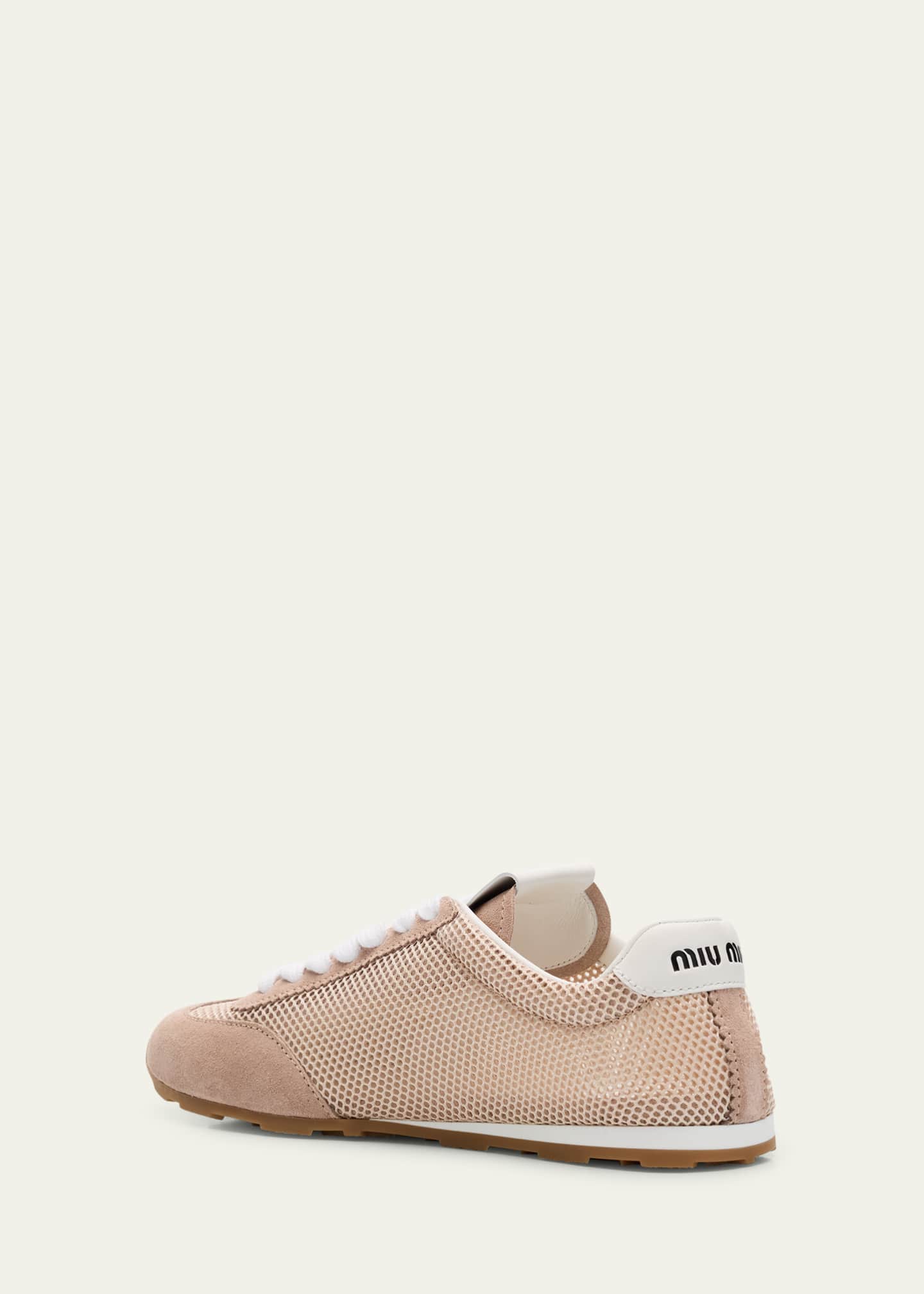 Miu Miu Low-Top Mesh Suede Sneakers Image 4 of 6