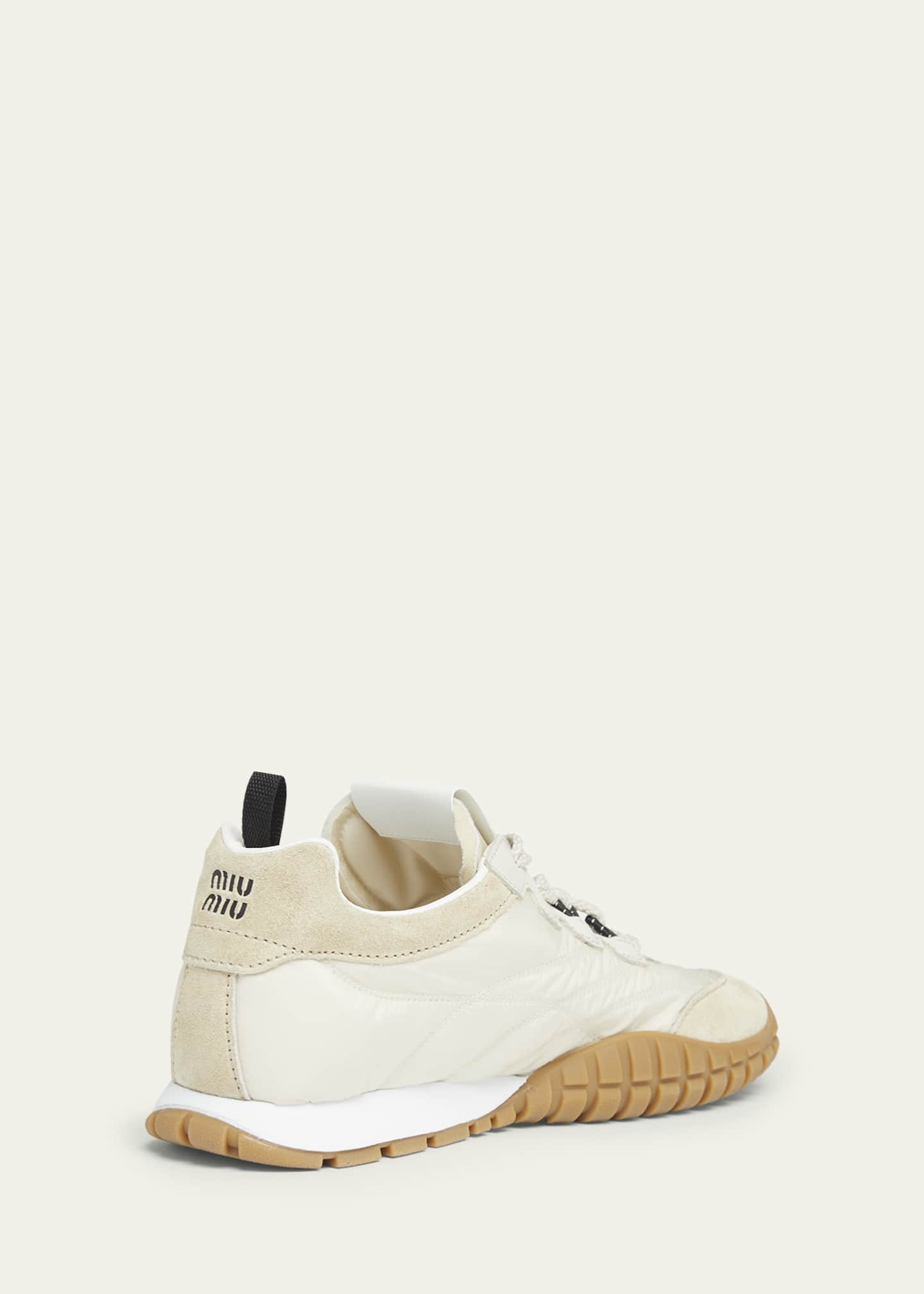 Miu Miu Low-Top Nylon & Leather Sneakers Image 4 of 6