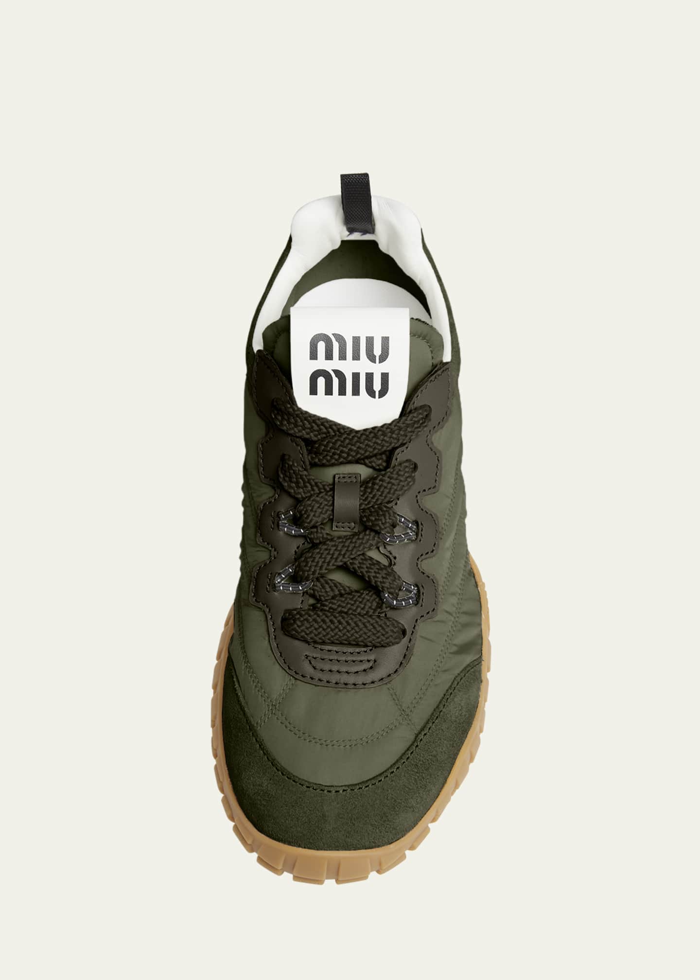 Miu Miu Low-Top Nylon & Leather Sneakers Image 4 of 4