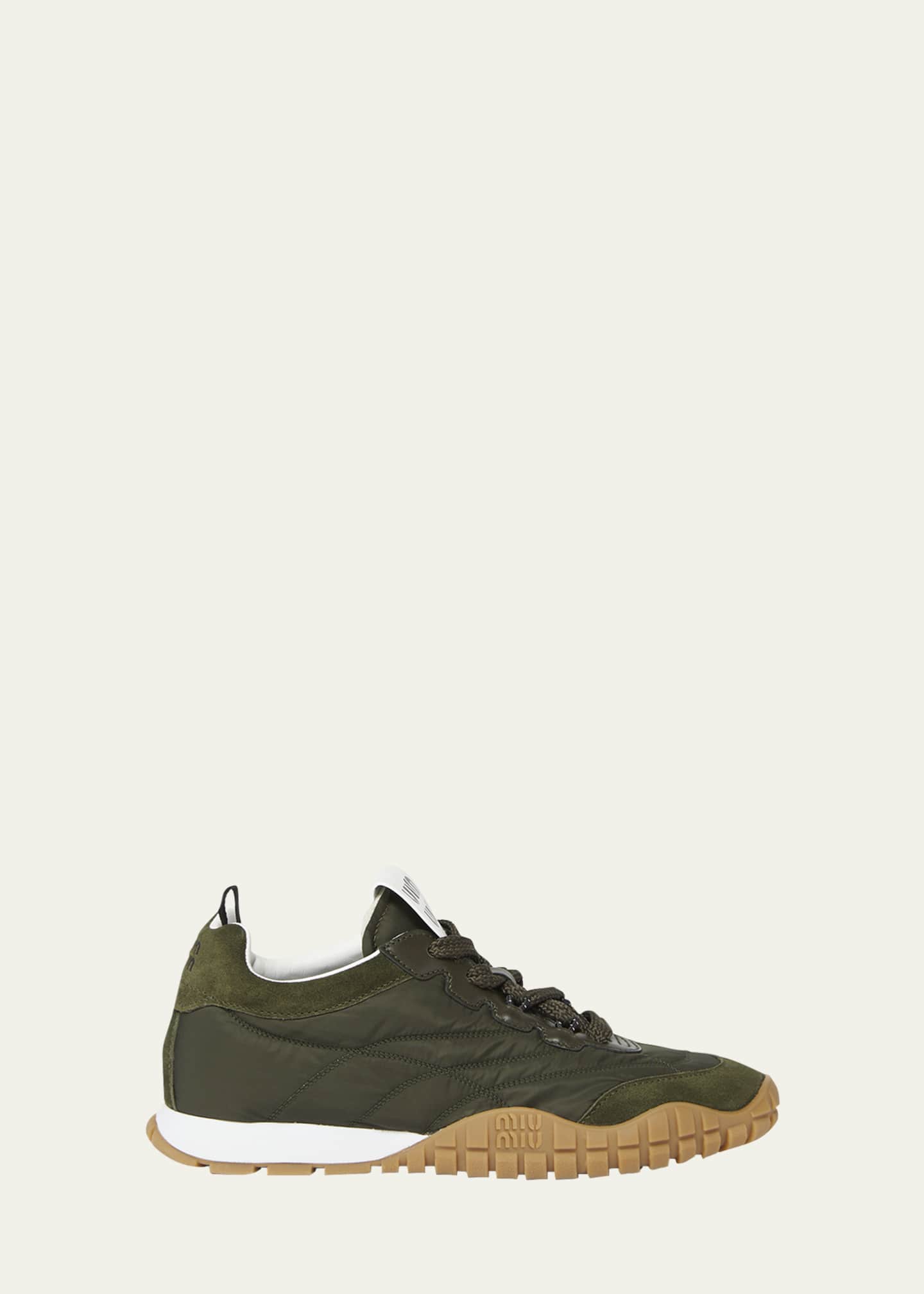 Miu Miu Low-Top Nylon & Leather Sneakers Image 1 of 4
