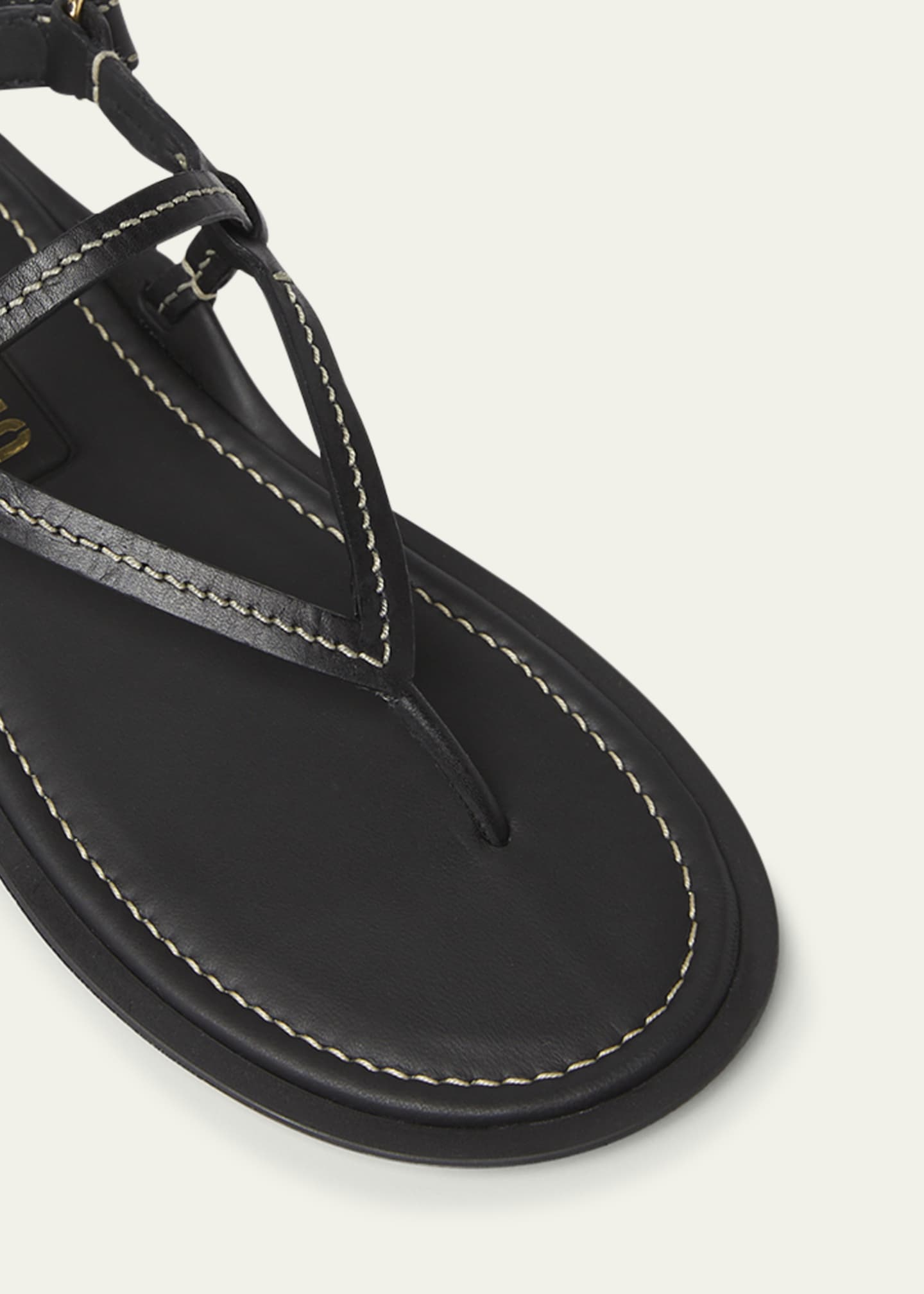 Thong Leather Flat Sandals