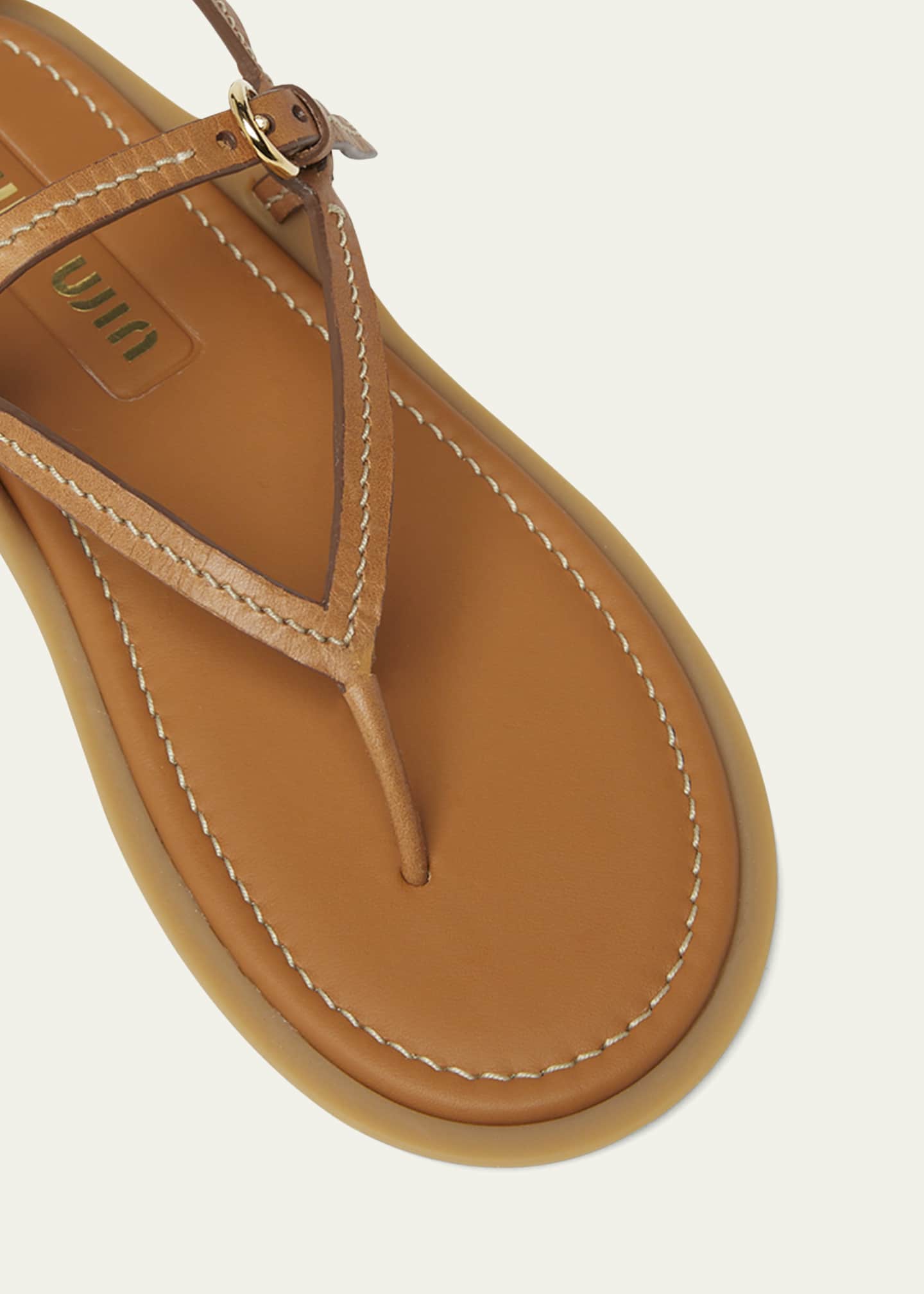Miu Miu Thong Leather Flat Sandals Image 3 of 3
