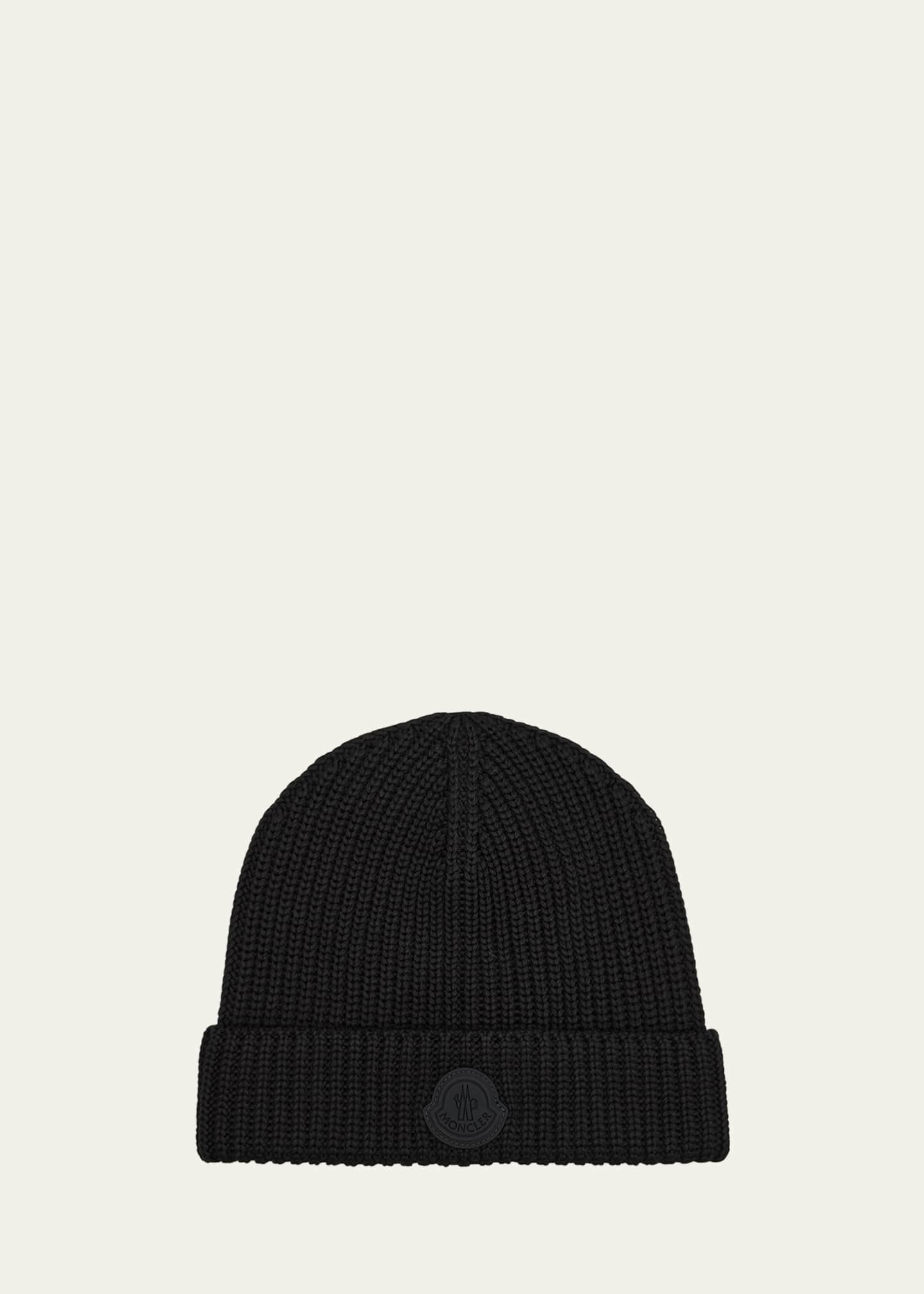 Moncler Men's Ribbed Logo Beanie